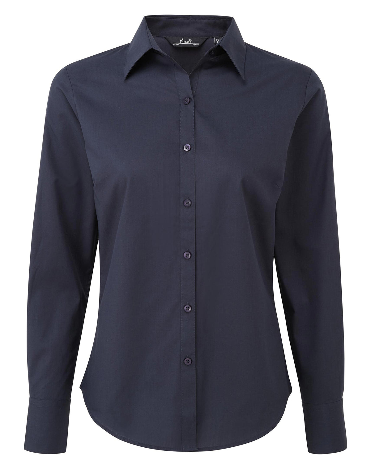 Ladies Poplin Long Sleeved Shirt | NAVY