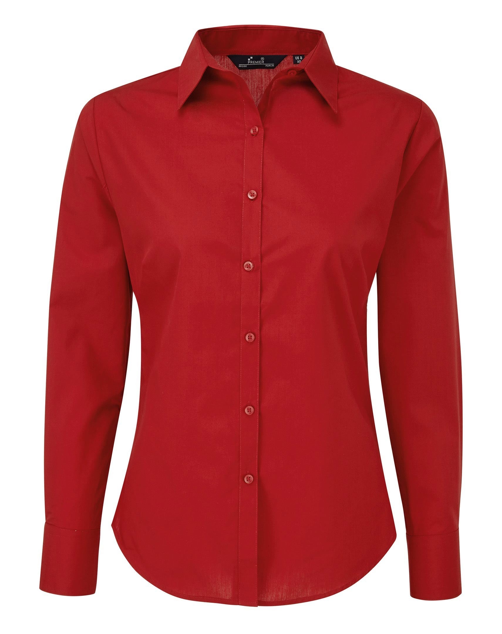 Ladies Poplin Long Sleeved Shirt | RED