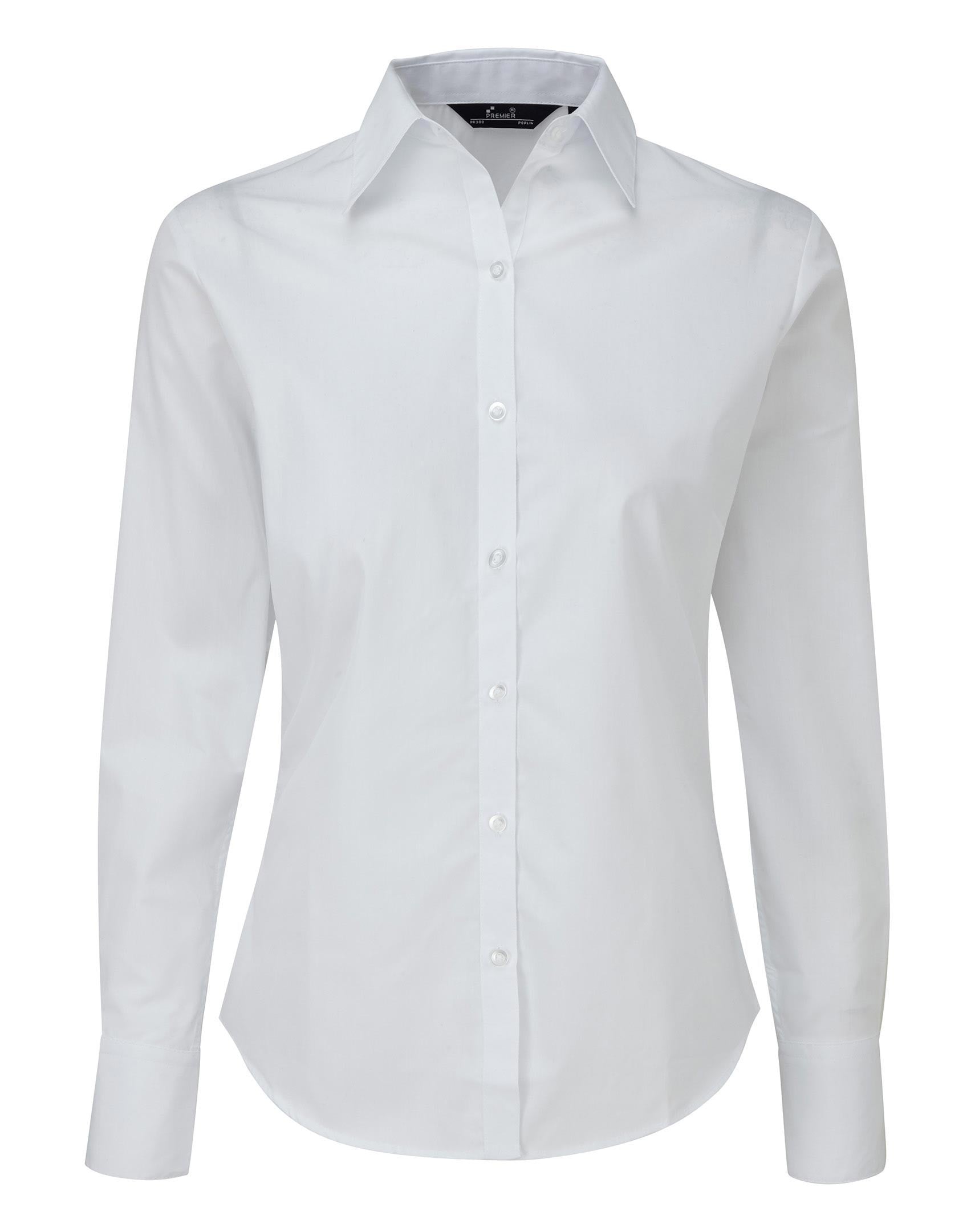 Ladies Poplin Long Sleeved Shirt | WHITE