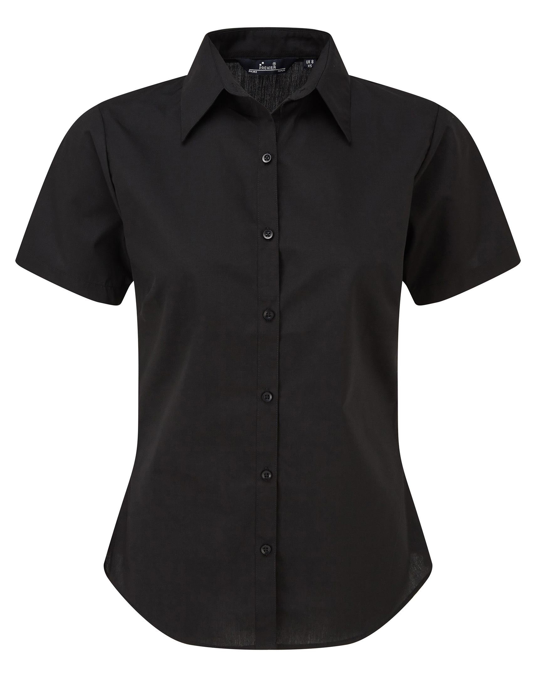 Ladies Poplin Short Sleeve Blouse | BLACK