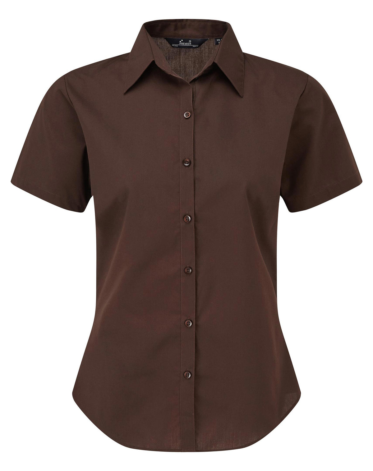 Ladies Poplin Short Sleeve Blouse | BROWN