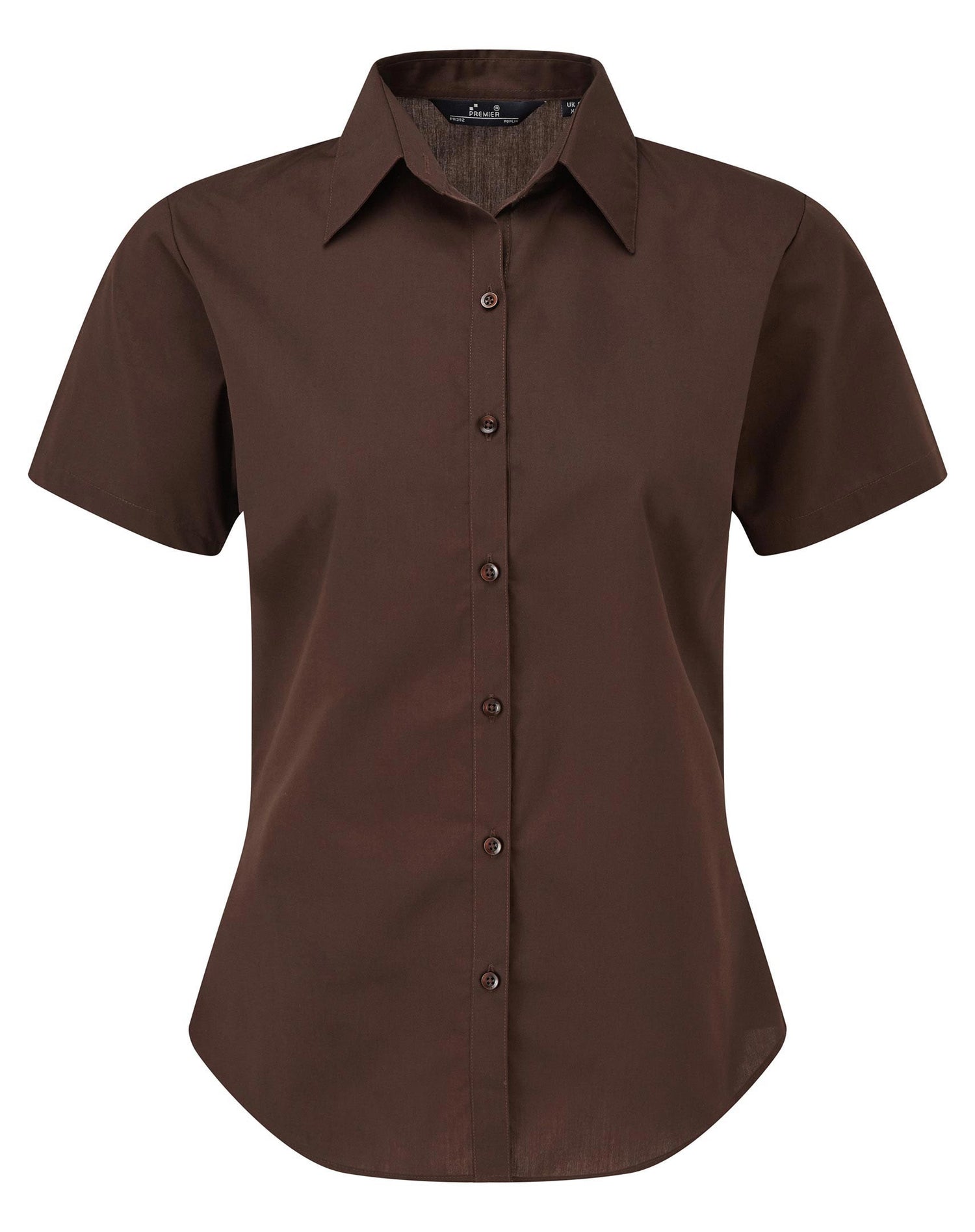 Ladies Poplin Short Sleeve Blouse | BROWN