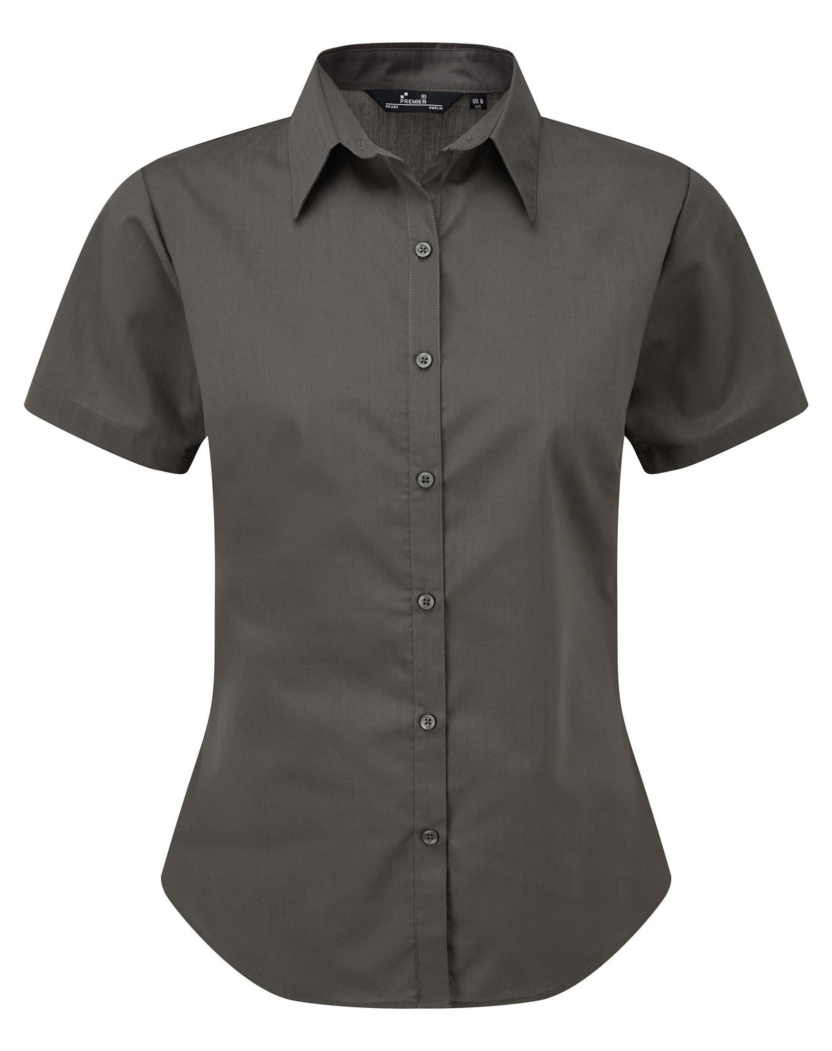 Ladies Poplin Short Sleeve Blouse | DARK GREY