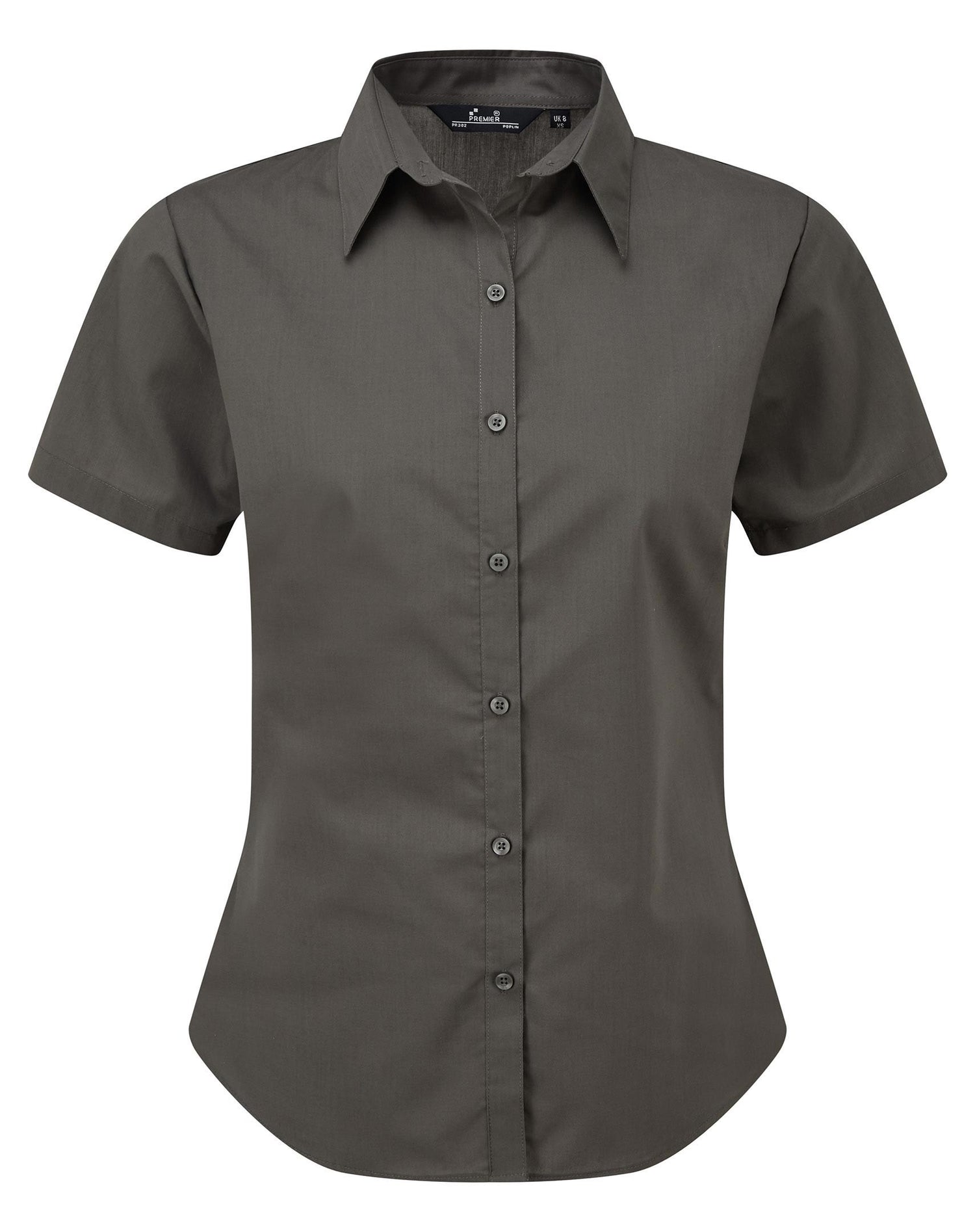 Ladies Poplin Short Sleeve Blouse | DARK GREY