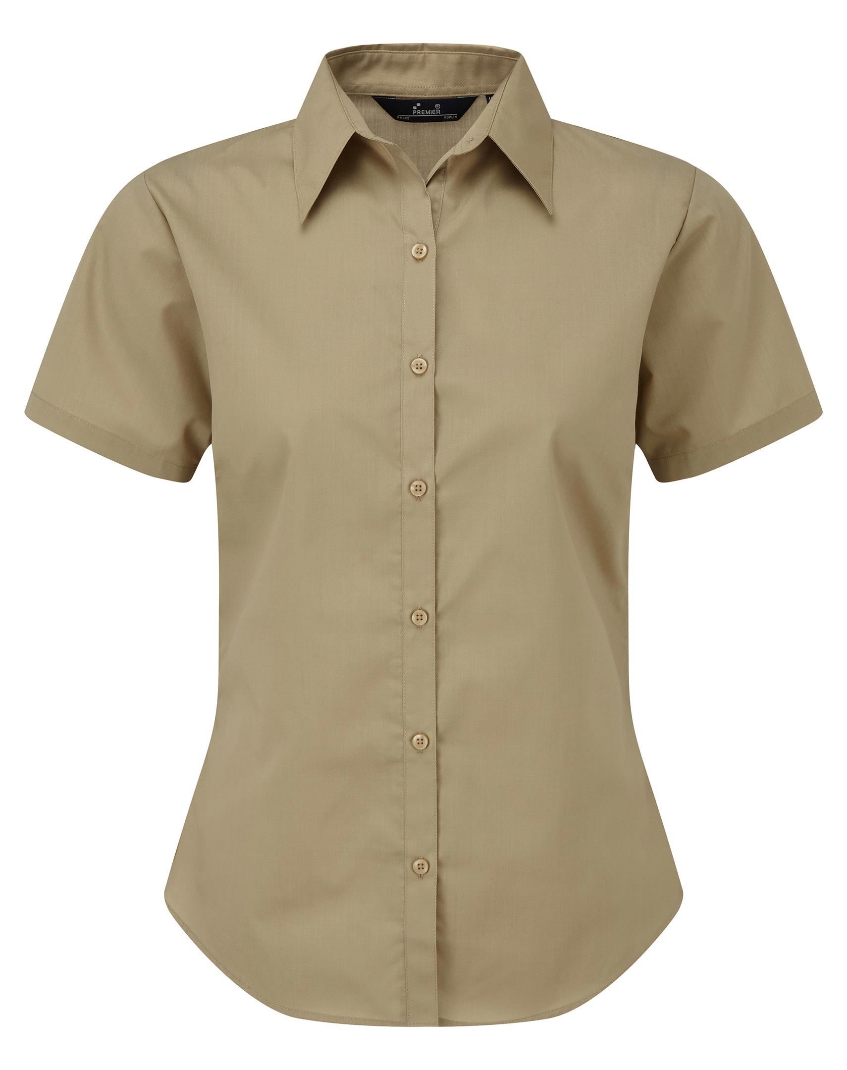 Ladies Poplin Short Sleeve Blouse | KHAKI