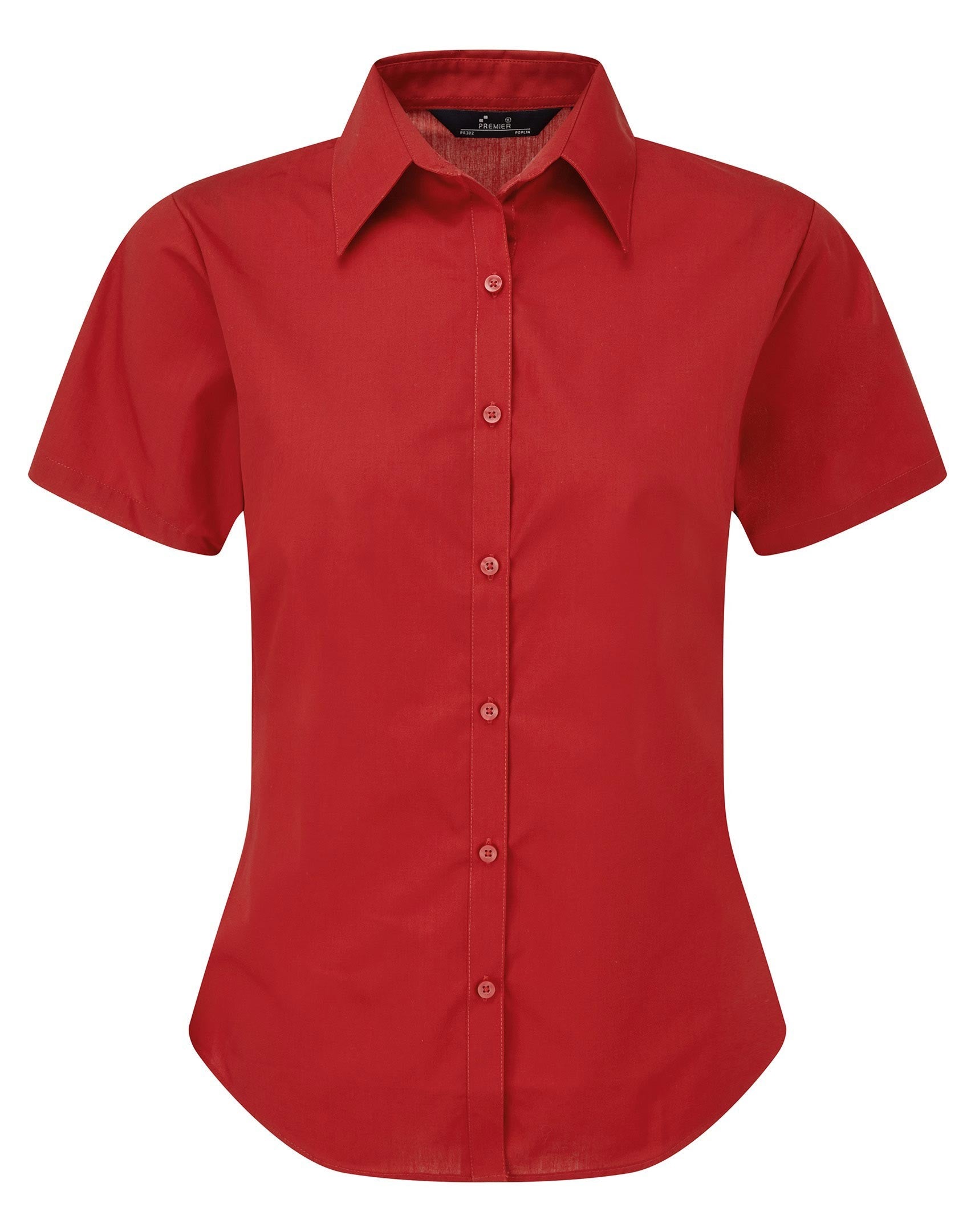 Ladies Poplin Short Sleeve Blouse | RED