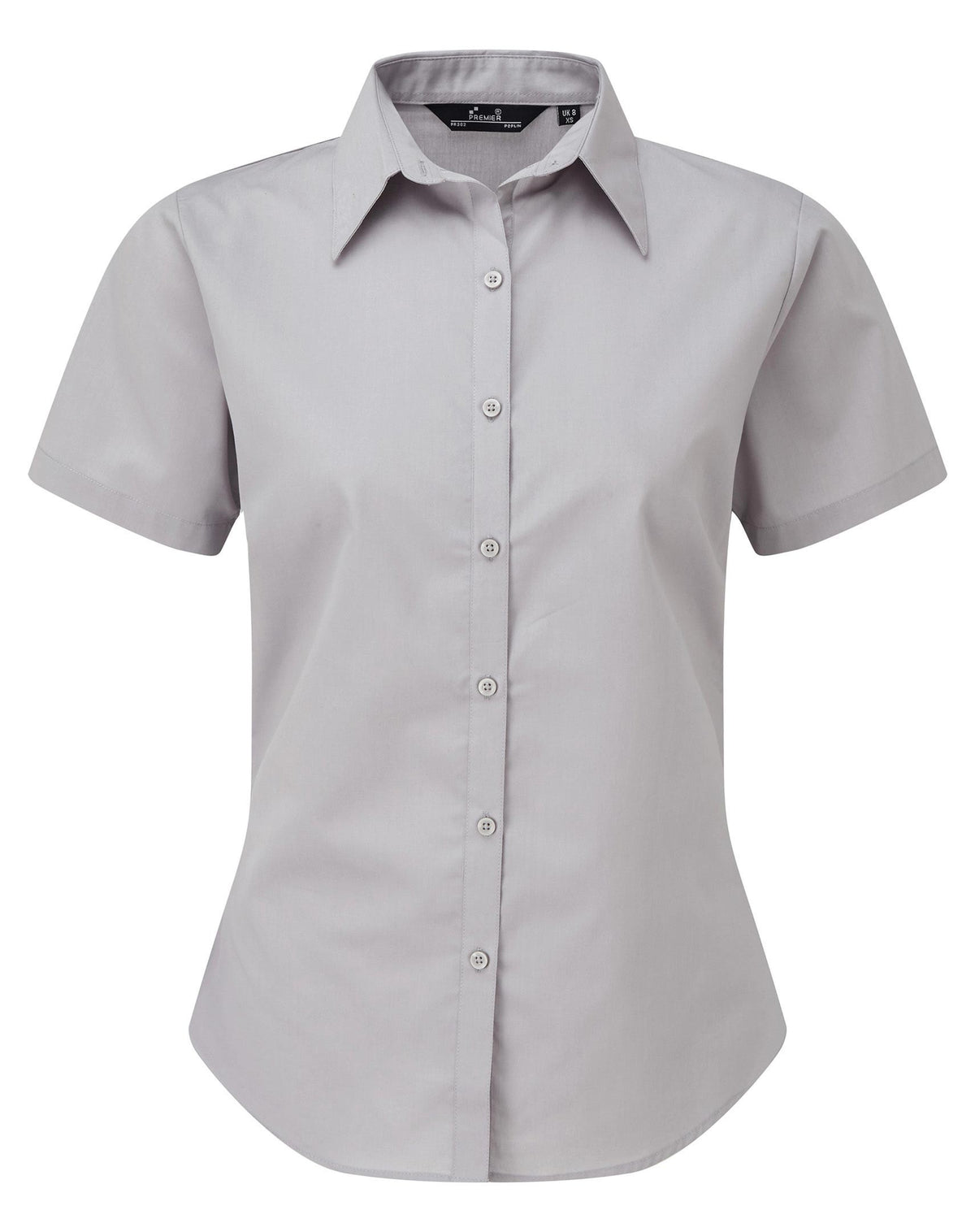 Ladies Poplin Short Sleeve Blouse | SILVER