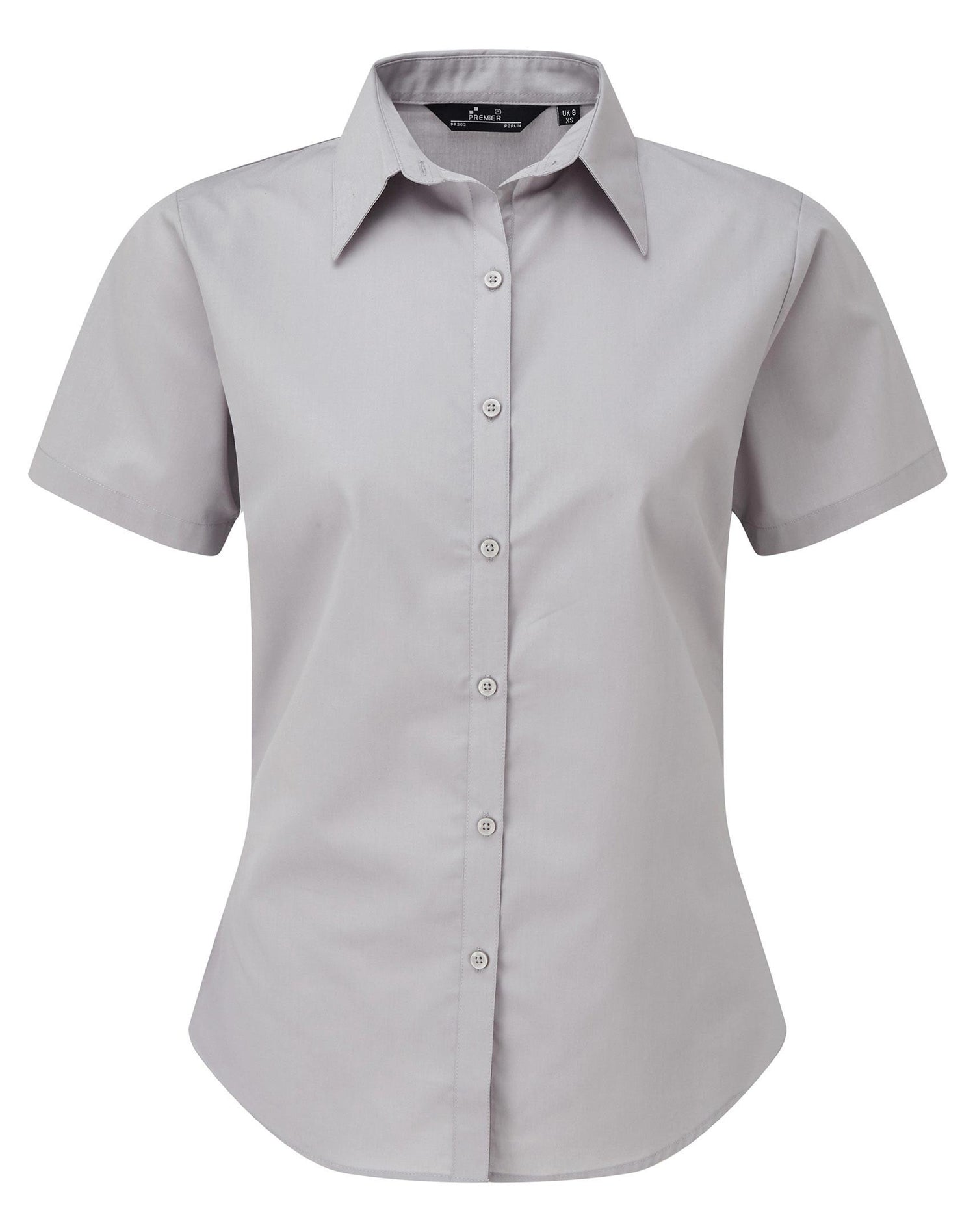 Ladies Poplin Short Sleeve Blouse | SILVER