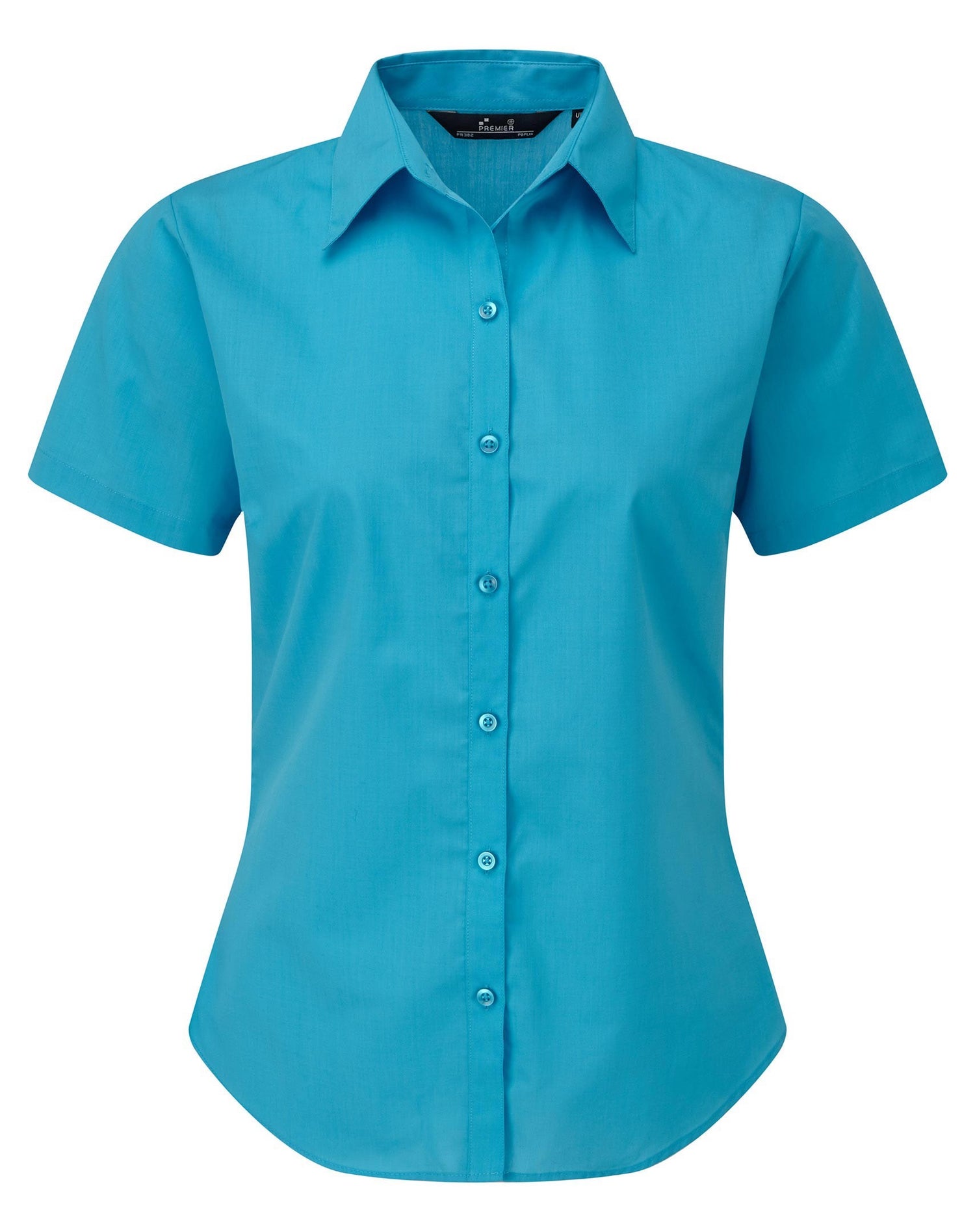 Ladies Poplin Short Sleeve Blouse | TURQUOISE