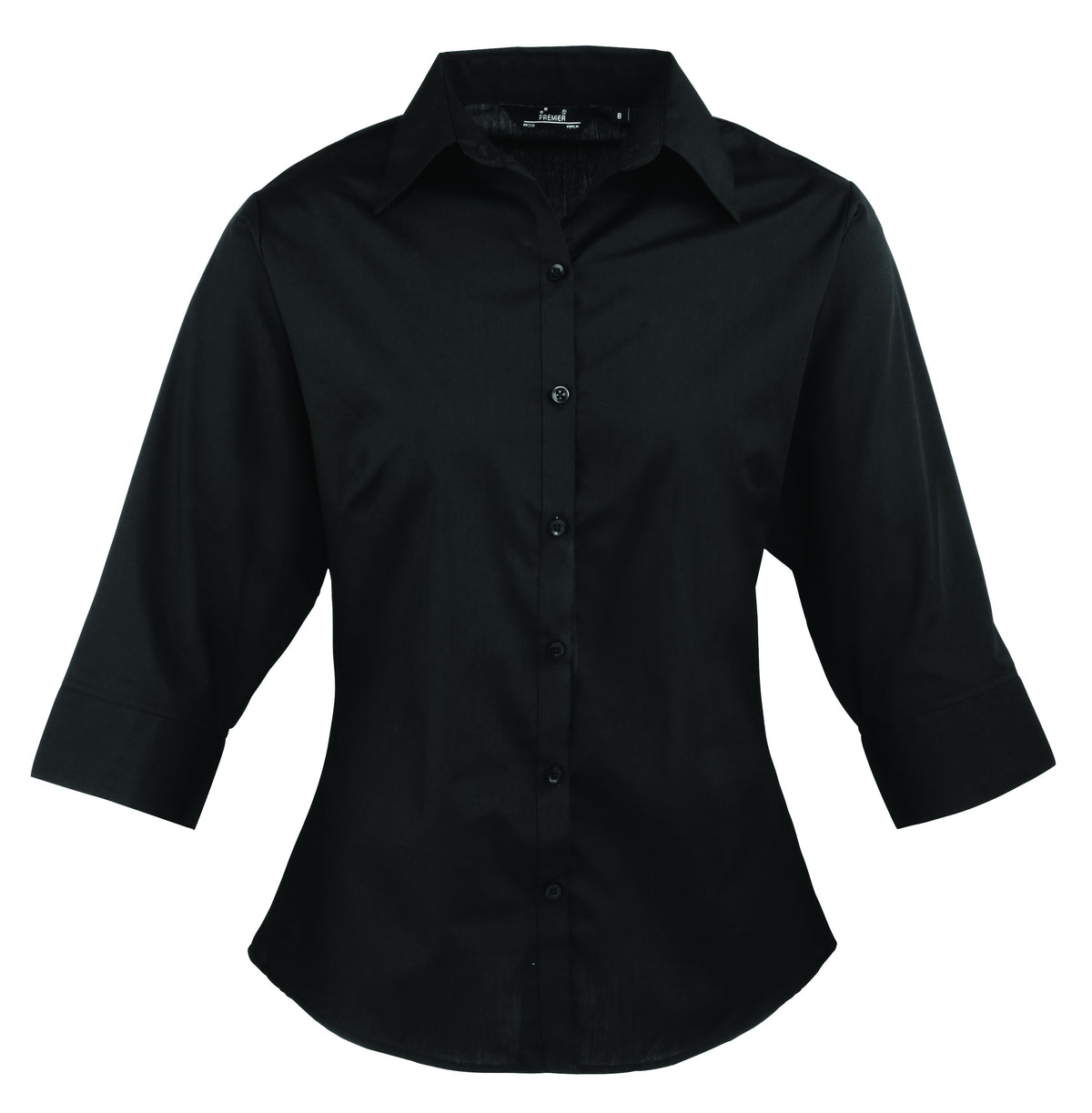 Ladies 3/4 Sleeve Poplin Blouse | BLACK