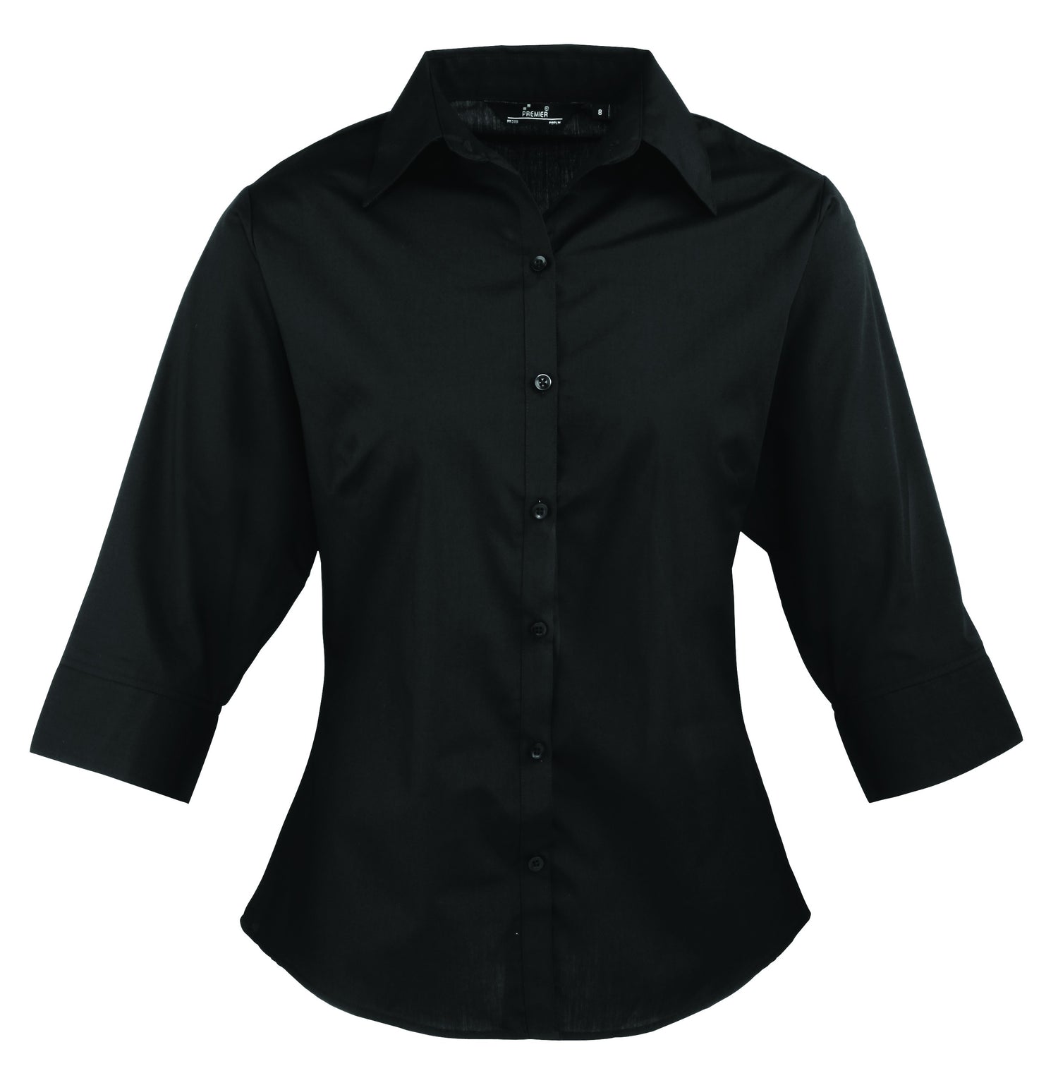 Ladies 3/4 Sleeve Poplin Blouse | BLACK