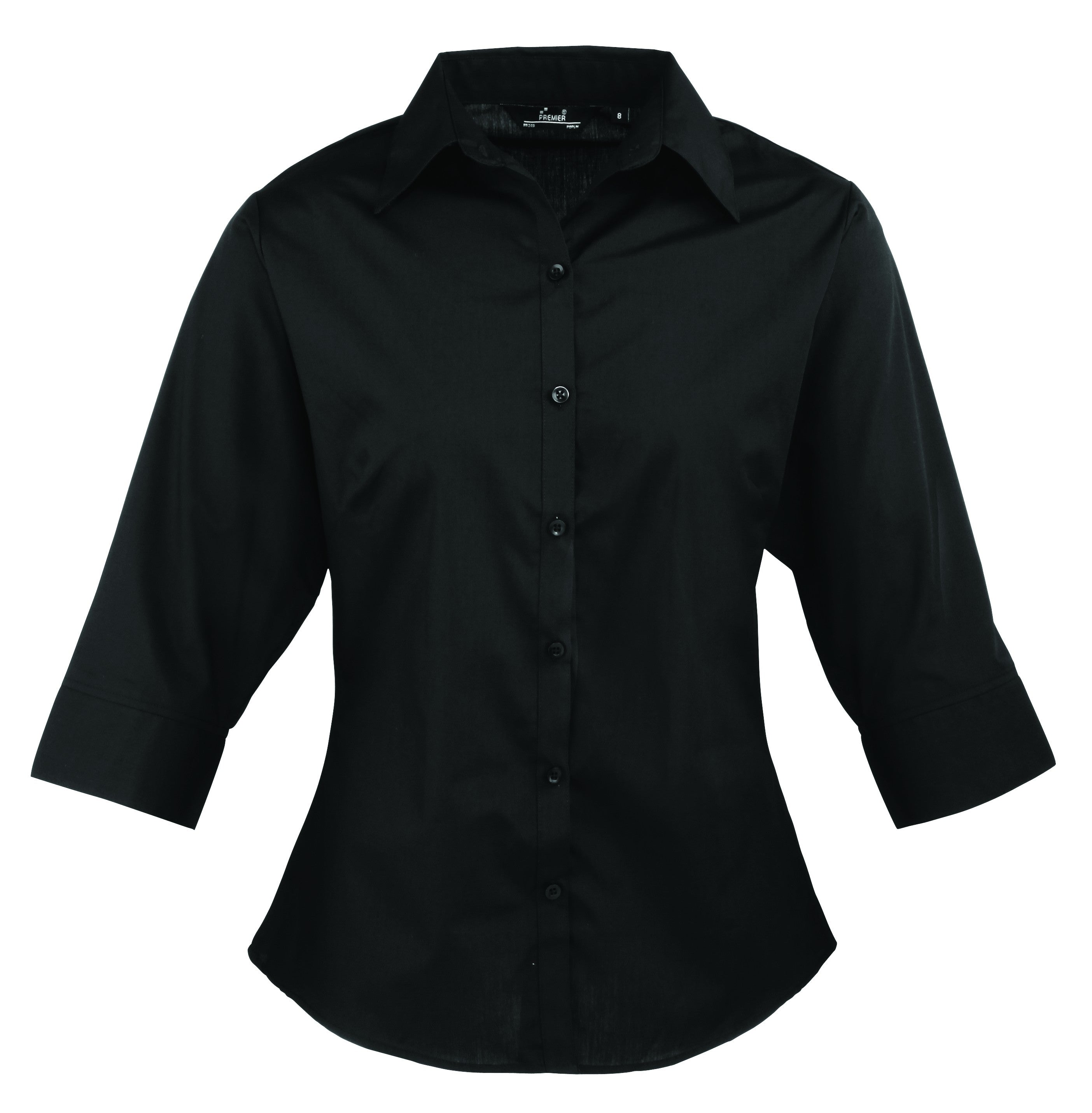 Ladies 3/4 Sleeve Poplin Blouse | BLACK