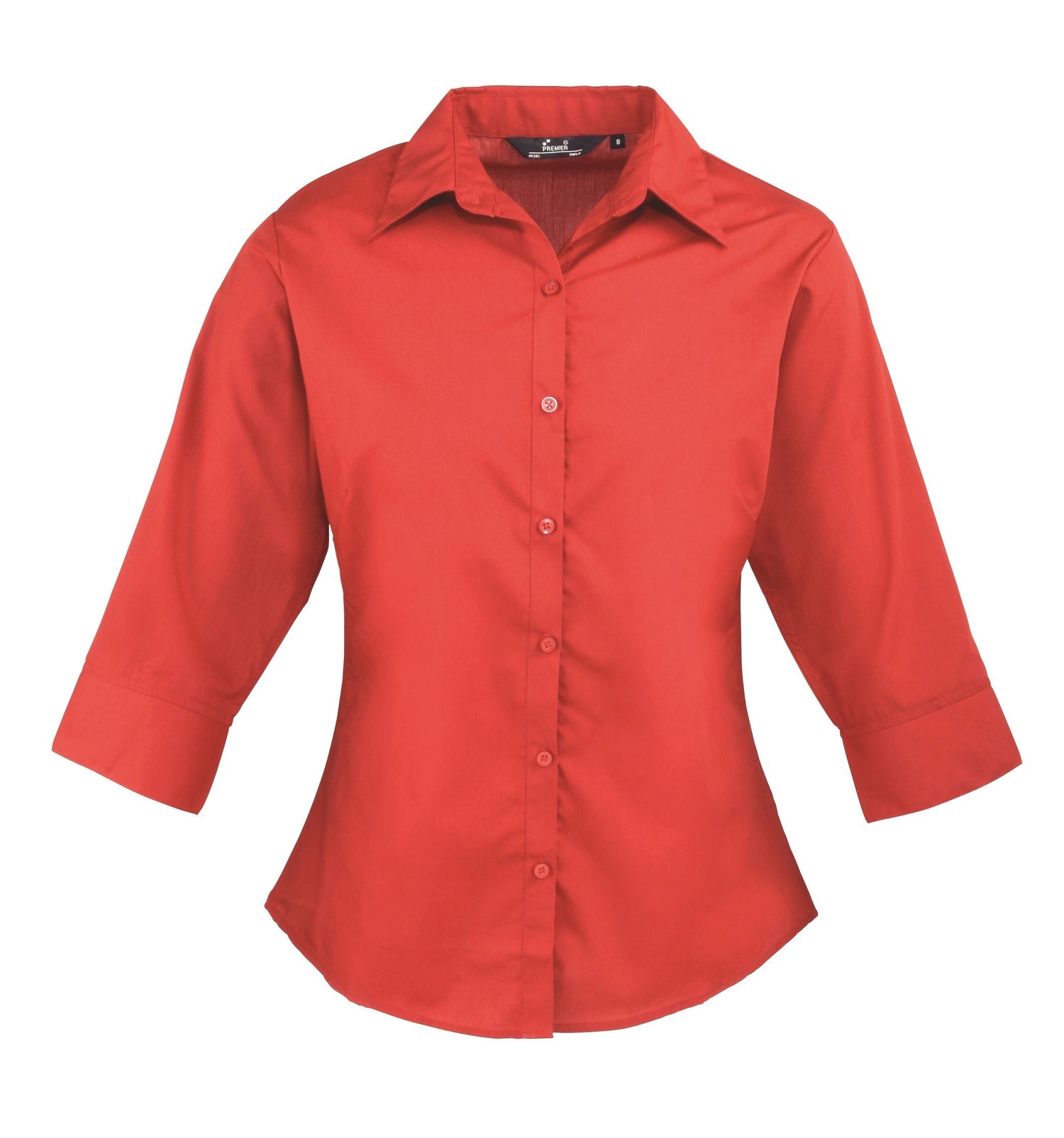 Ladies 3/4 Sleeve Poplin Blouse | RED