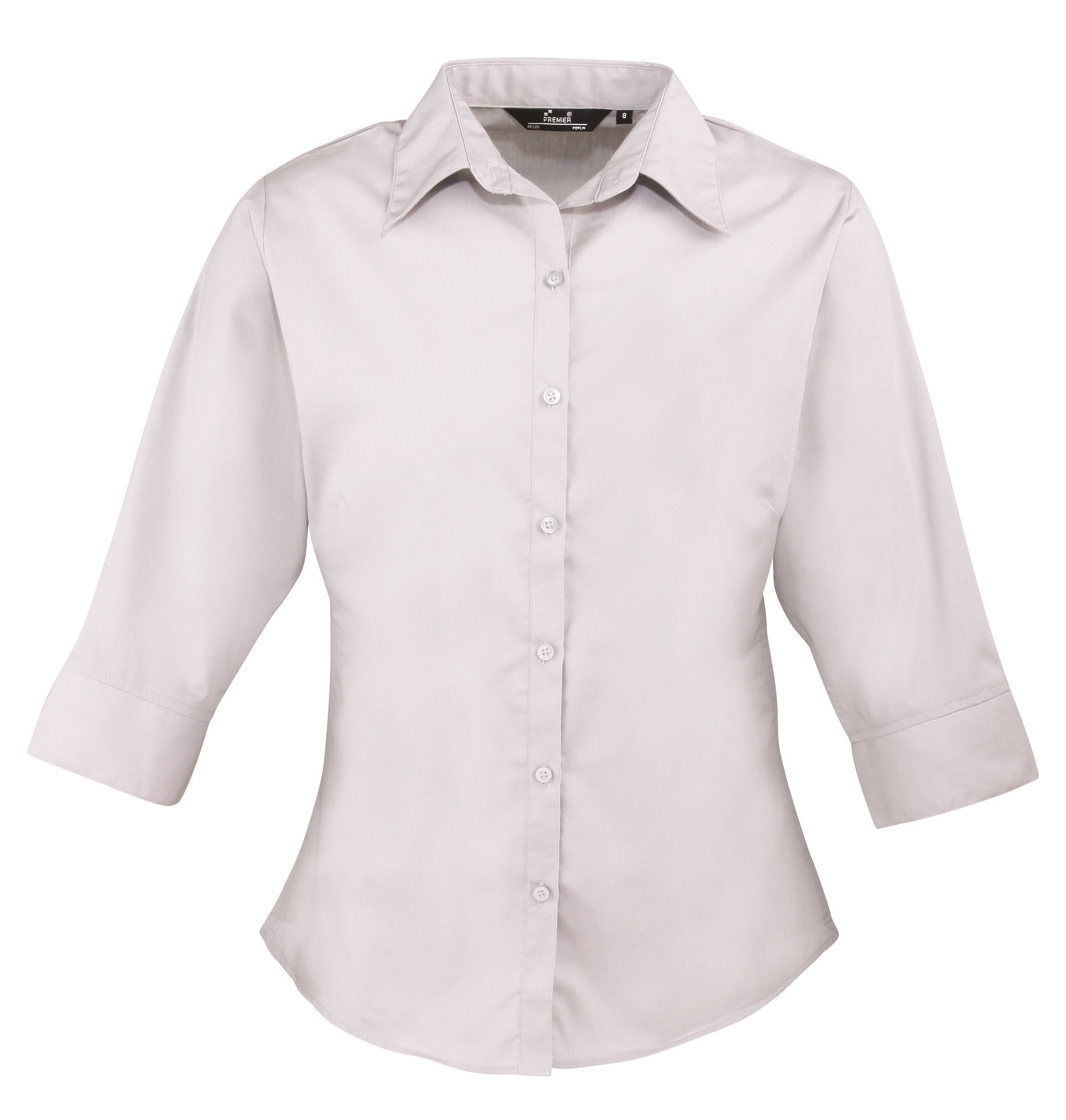 Ladies 3/4 Sleeve Poplin Blouse | SILVER