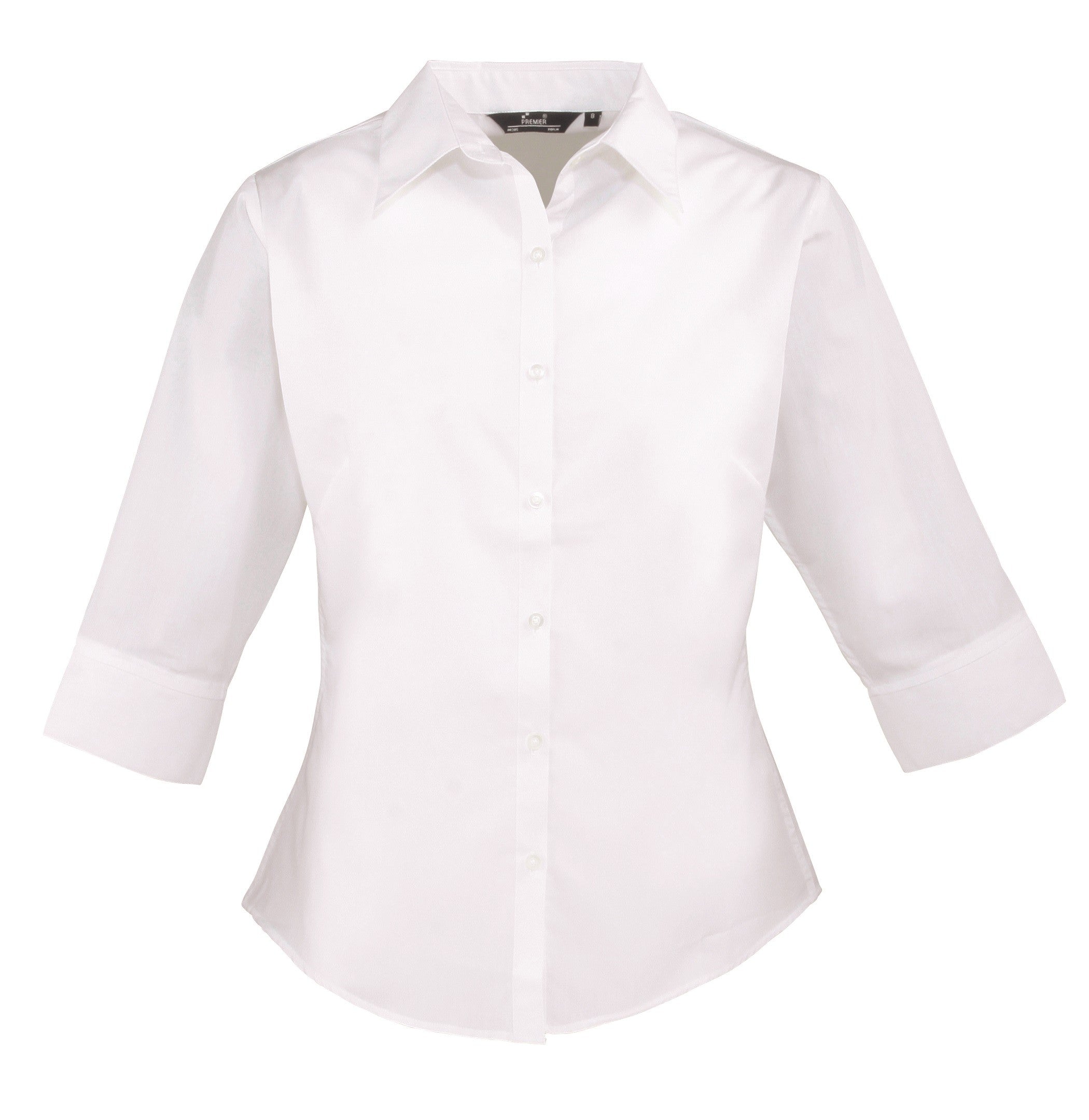 Ladies 3/4 Sleeve Poplin Blouse | WHITE