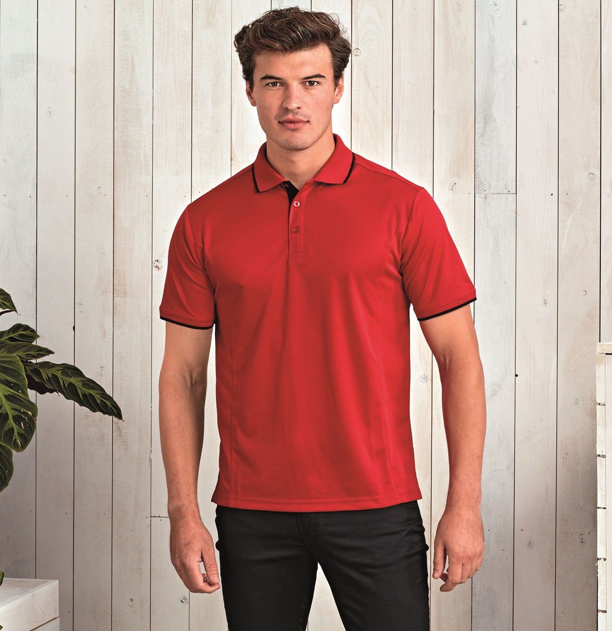 Contrast Coolchecker Polo | BLACK/RED