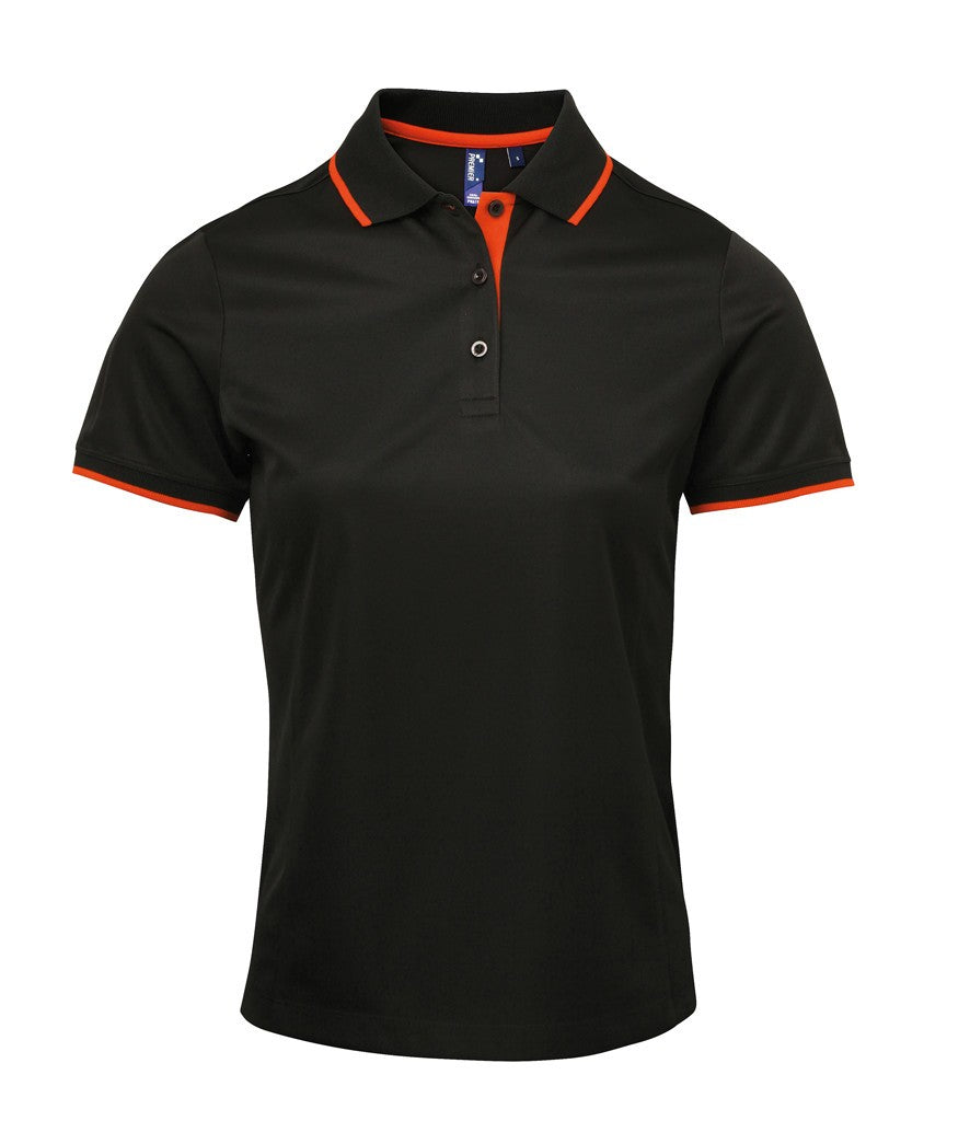 Women's Contrast Coolchecker Polo | BLACK/ORANGE