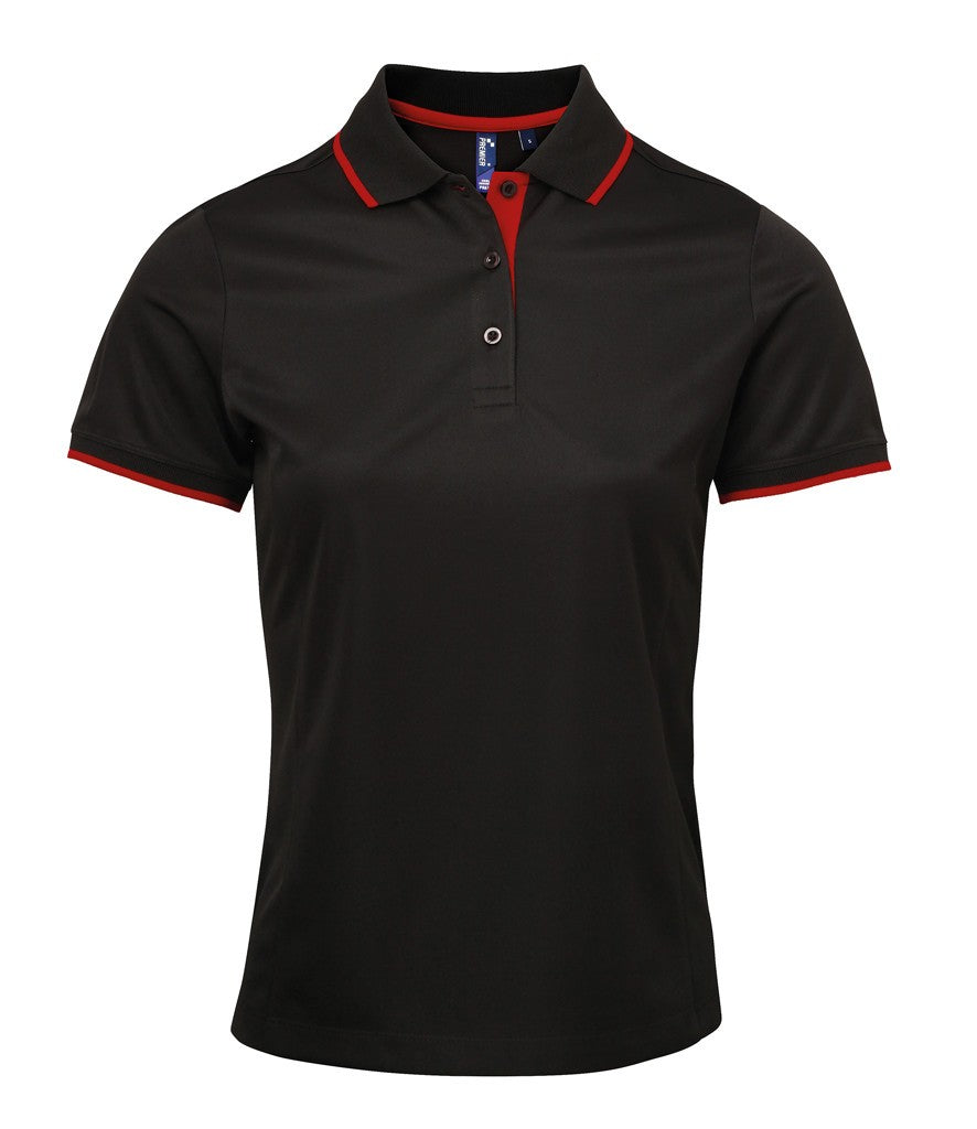 Women's Contrast Coolchecker Polo | BLACK/RED