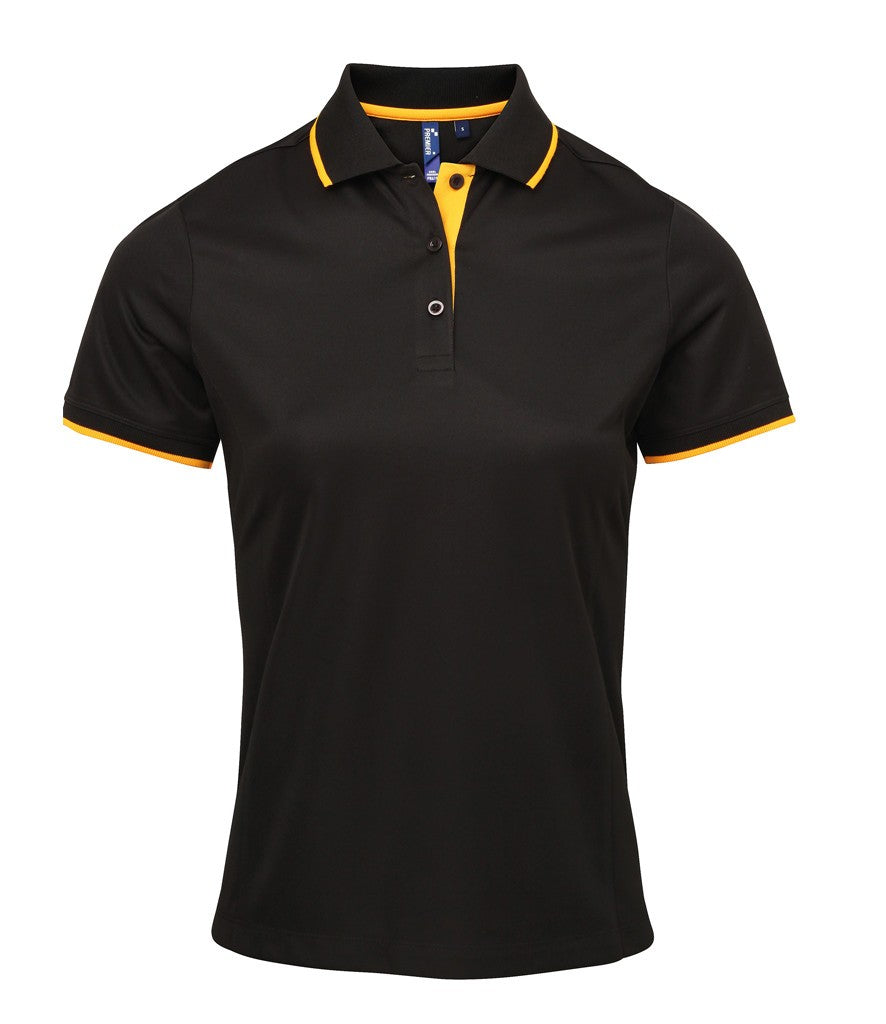 Women's Contrast Coolchecker Polo | BLACK/SUNFLOWER