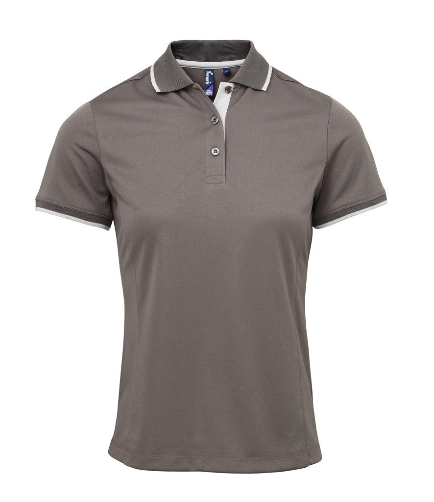 Women's Contrast Coolchecker Polo | DARK GREY/SILVER
