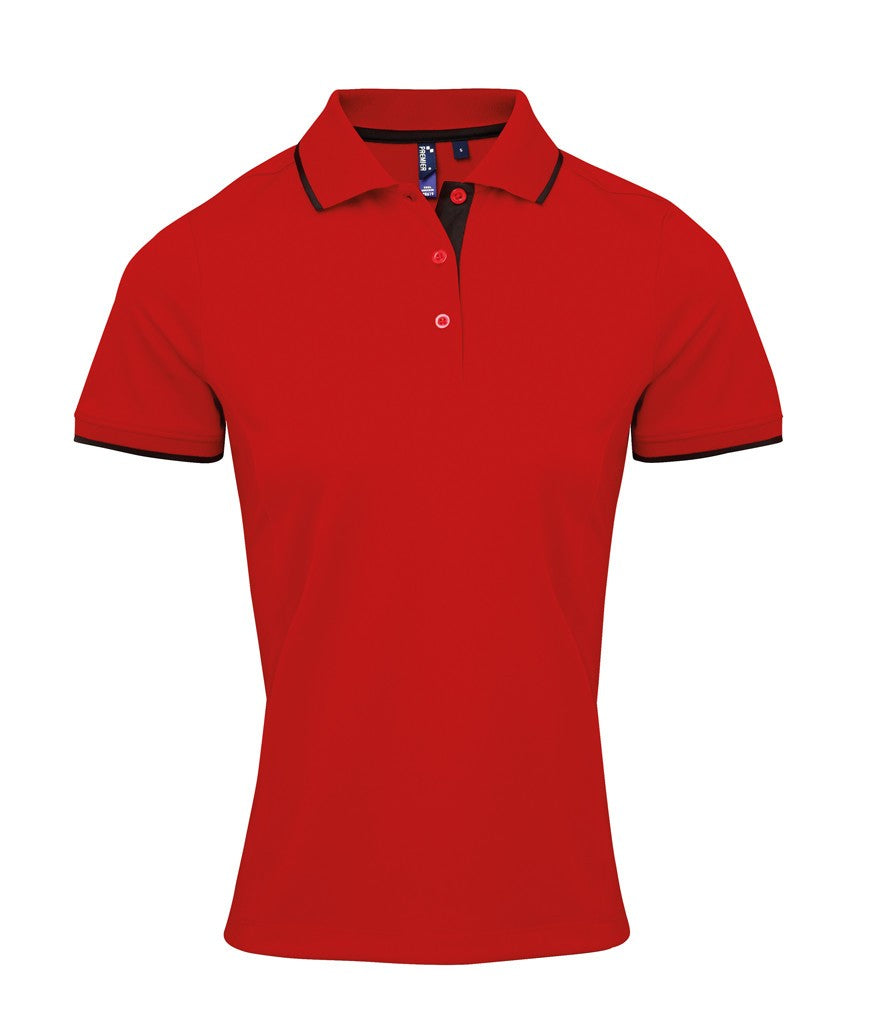 Women's Contrast Coolchecker Polo | RED/BLACK