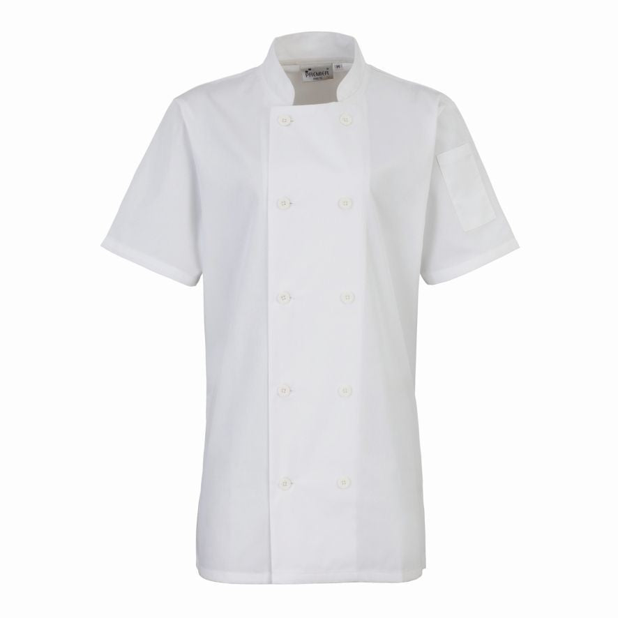 Women's Short Sleeve Chef's Jacket | WHITE