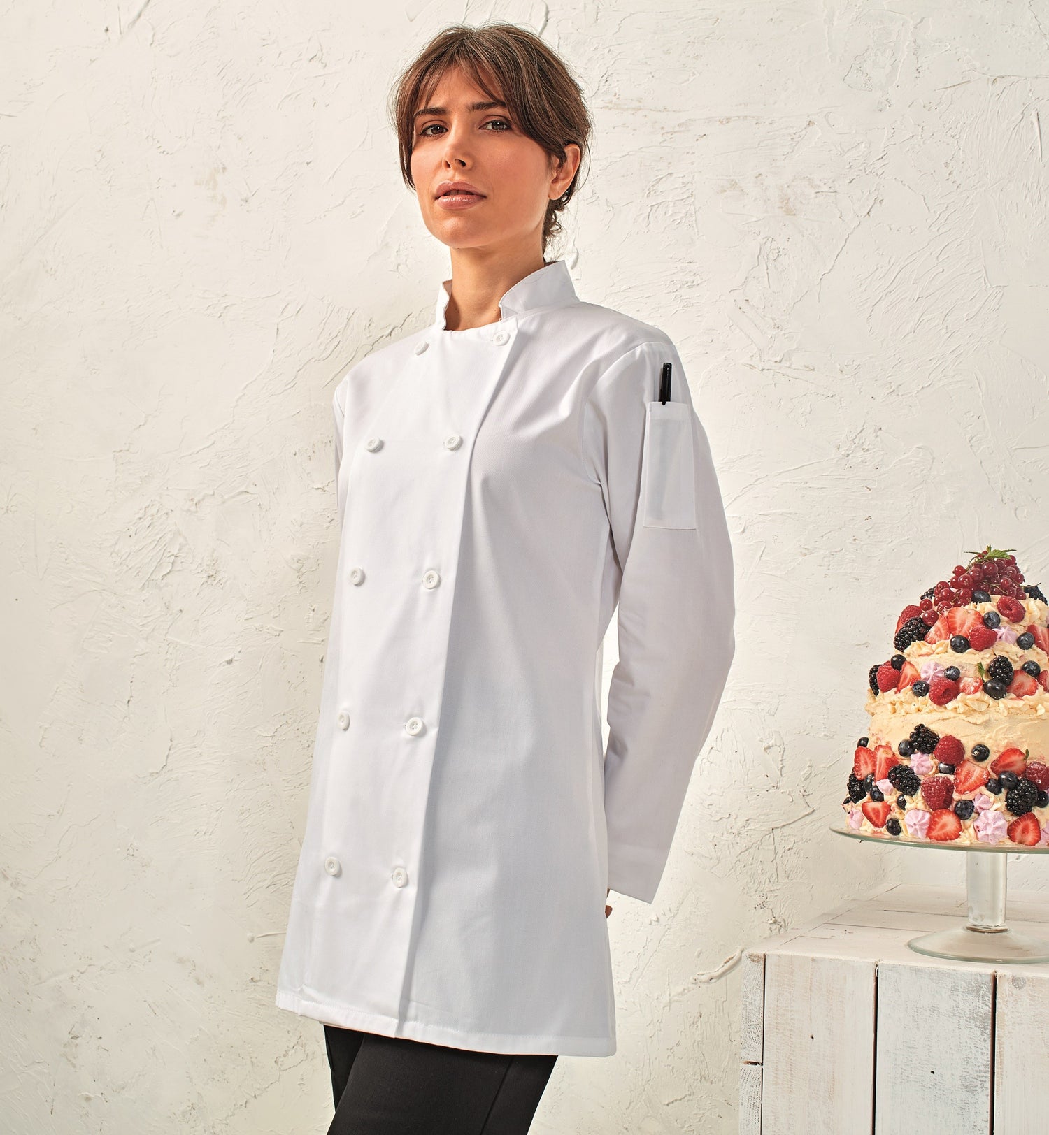 Women's Long Sleeve Chefs Jacket | WHITE