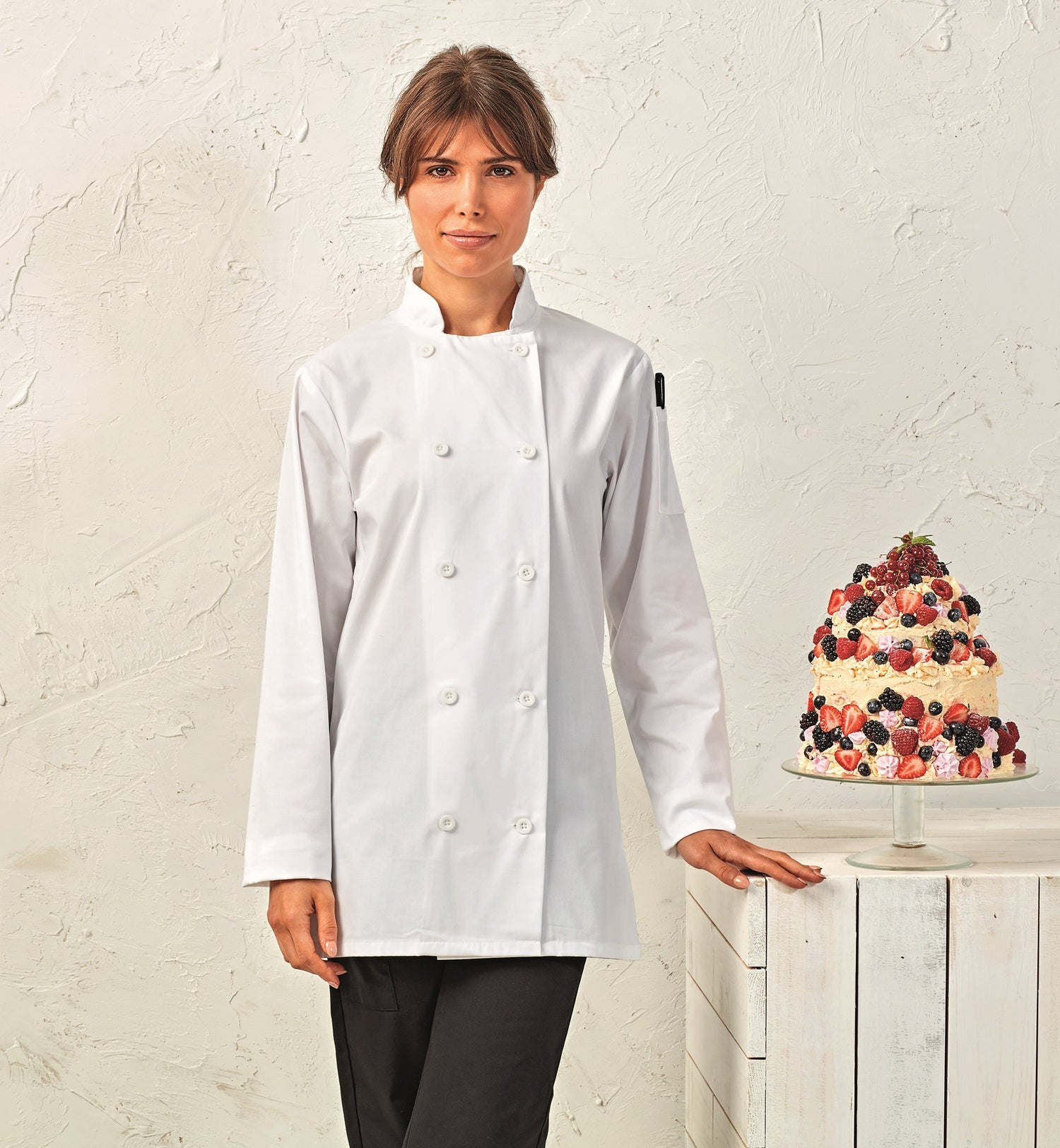 Women's Long Sleeve Chefs Jacket | WHITE
