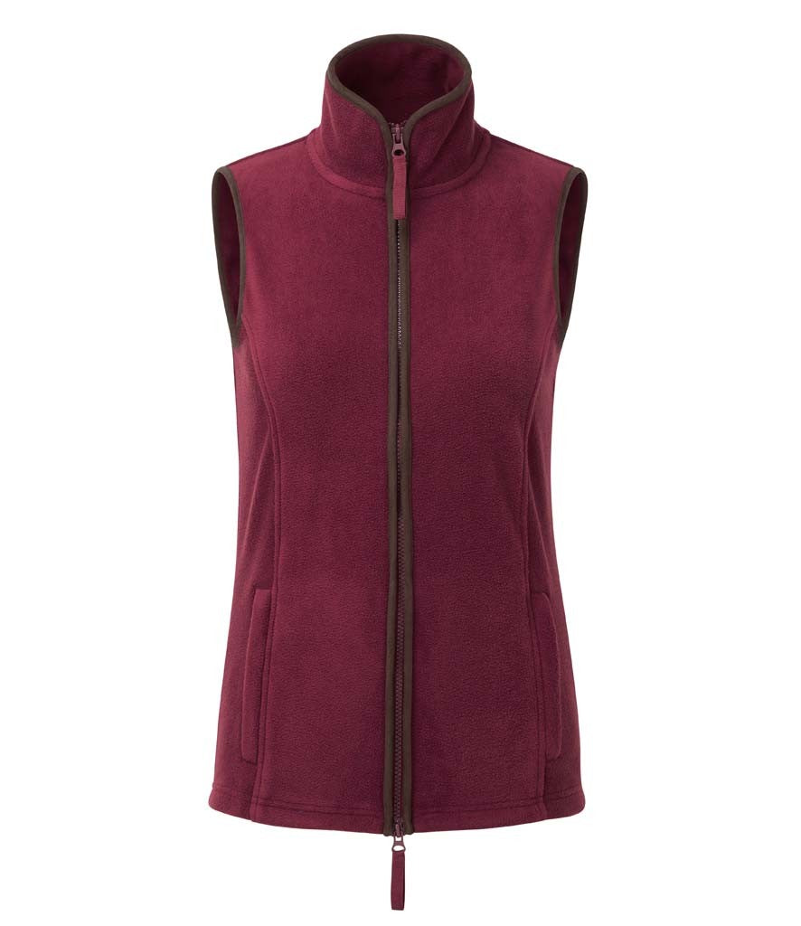 Ladies Artisan Fleece Gilet | BURGUNDY/BROWN