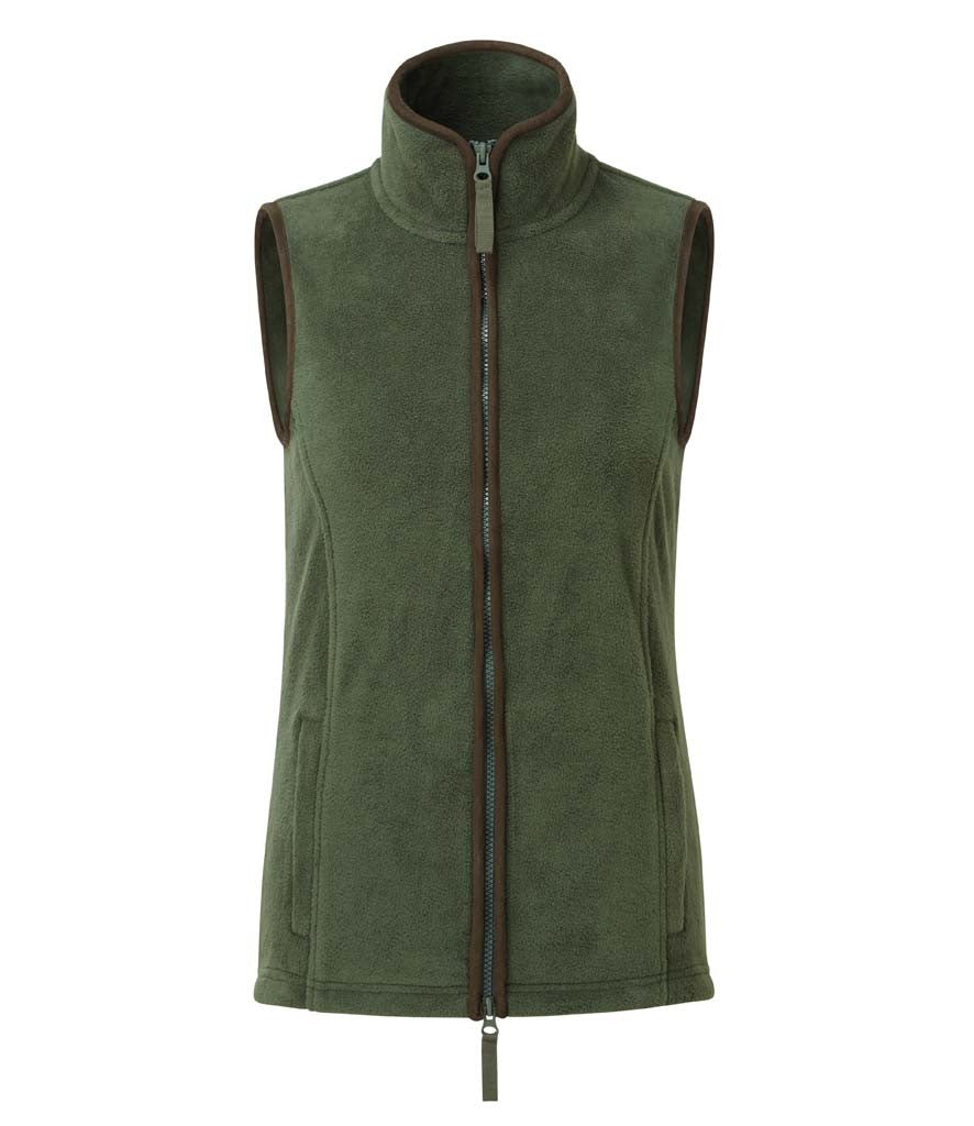 Ladies Artisan Fleece Gilet | MOSS GREEN/BROWN