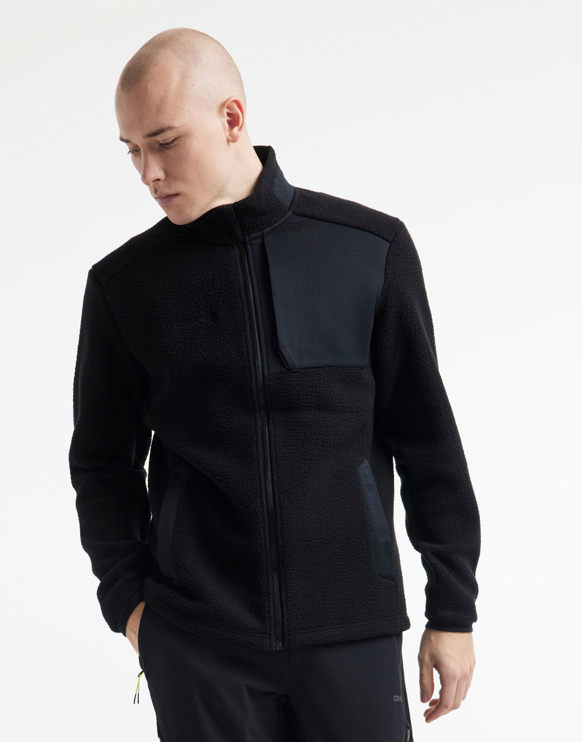Mens ADV Explore Pile Fleece Jacket | ECRU/BLACK