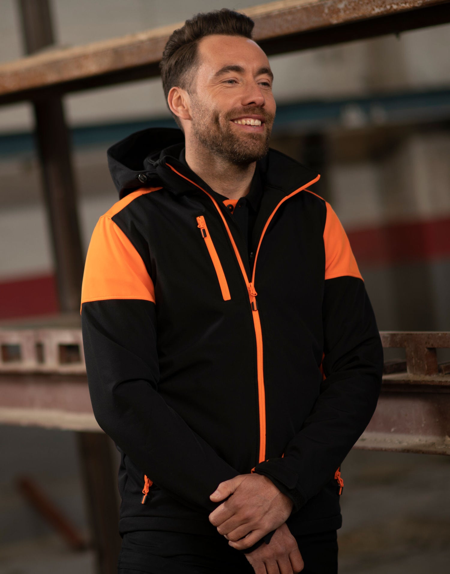 Two Tone Mens Softshell | BLACK/ORANGE