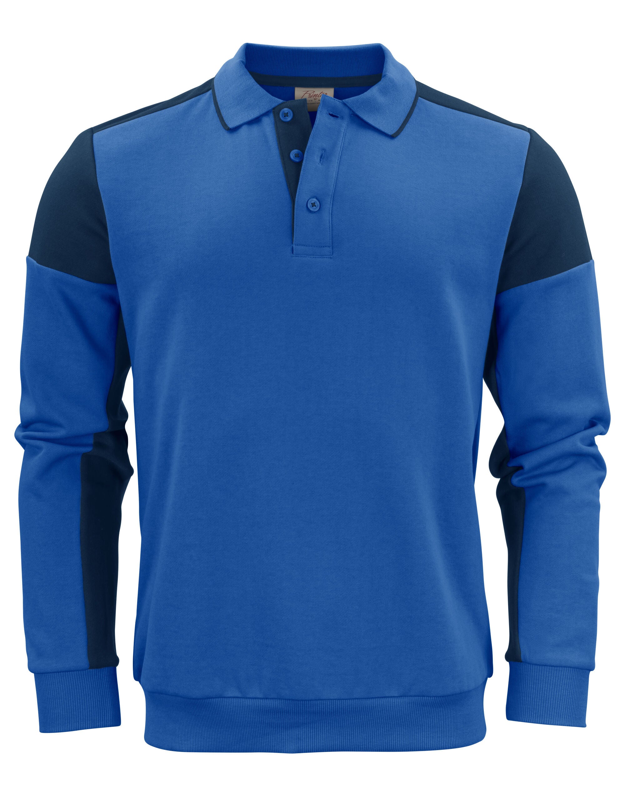 Two Tone Long Sleeve Polo Sweatshirt | COBALT/NAVY