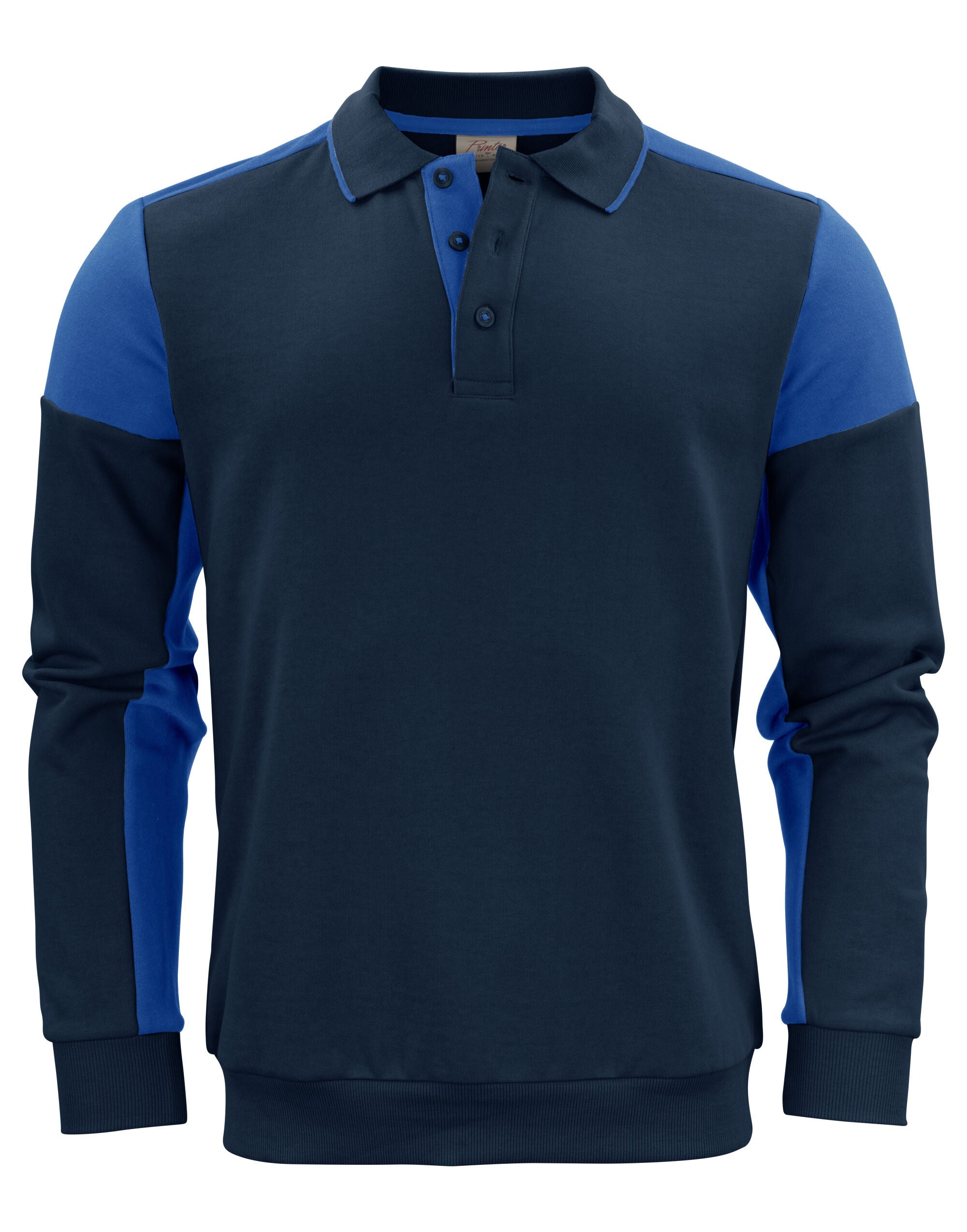 Two Tone Long Sleeve Polo Sweatshirt | NAVY/COBALT