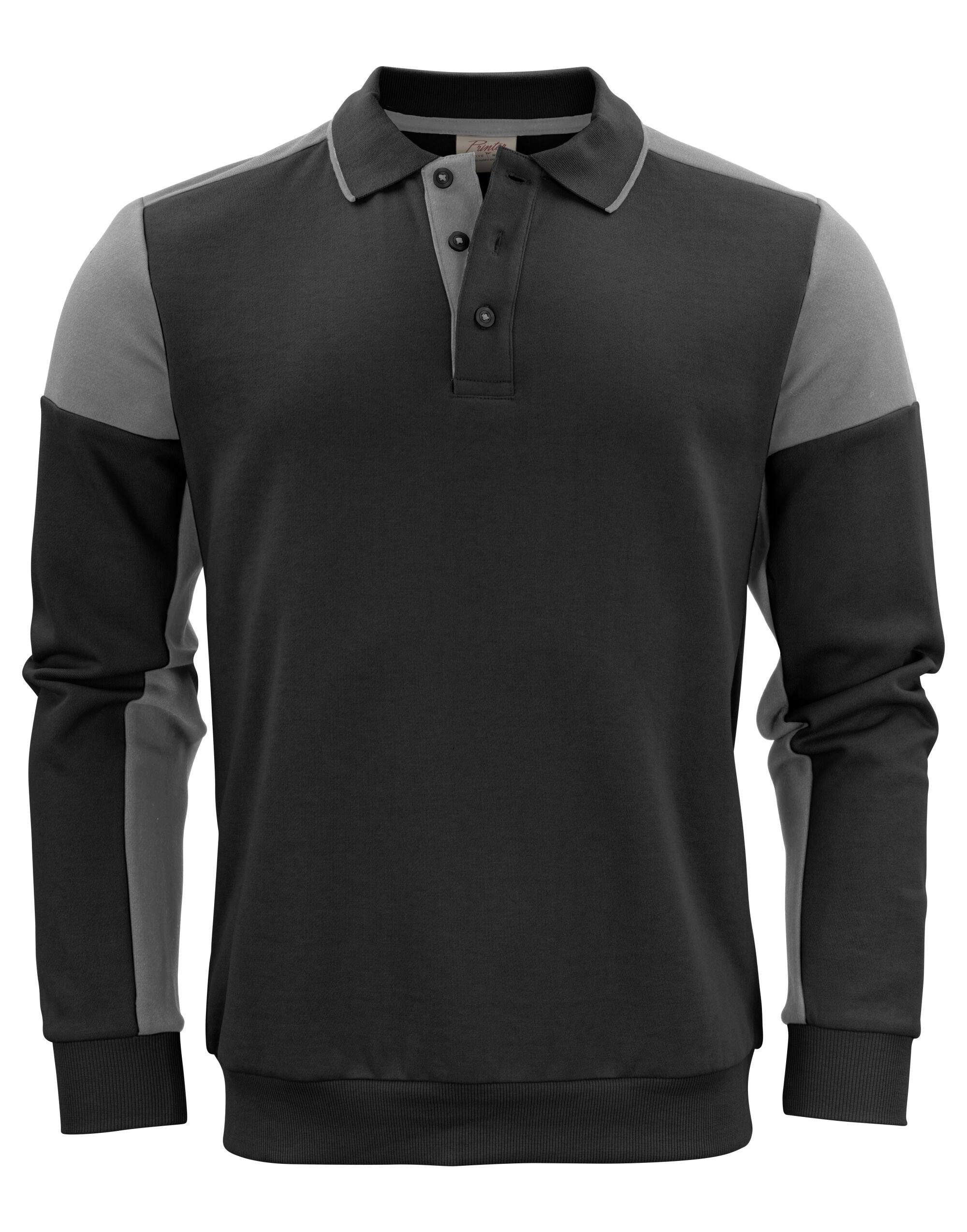 Two Tone Long Sleeve Polo Sweatshirt | BLACK/ANTHRACITE