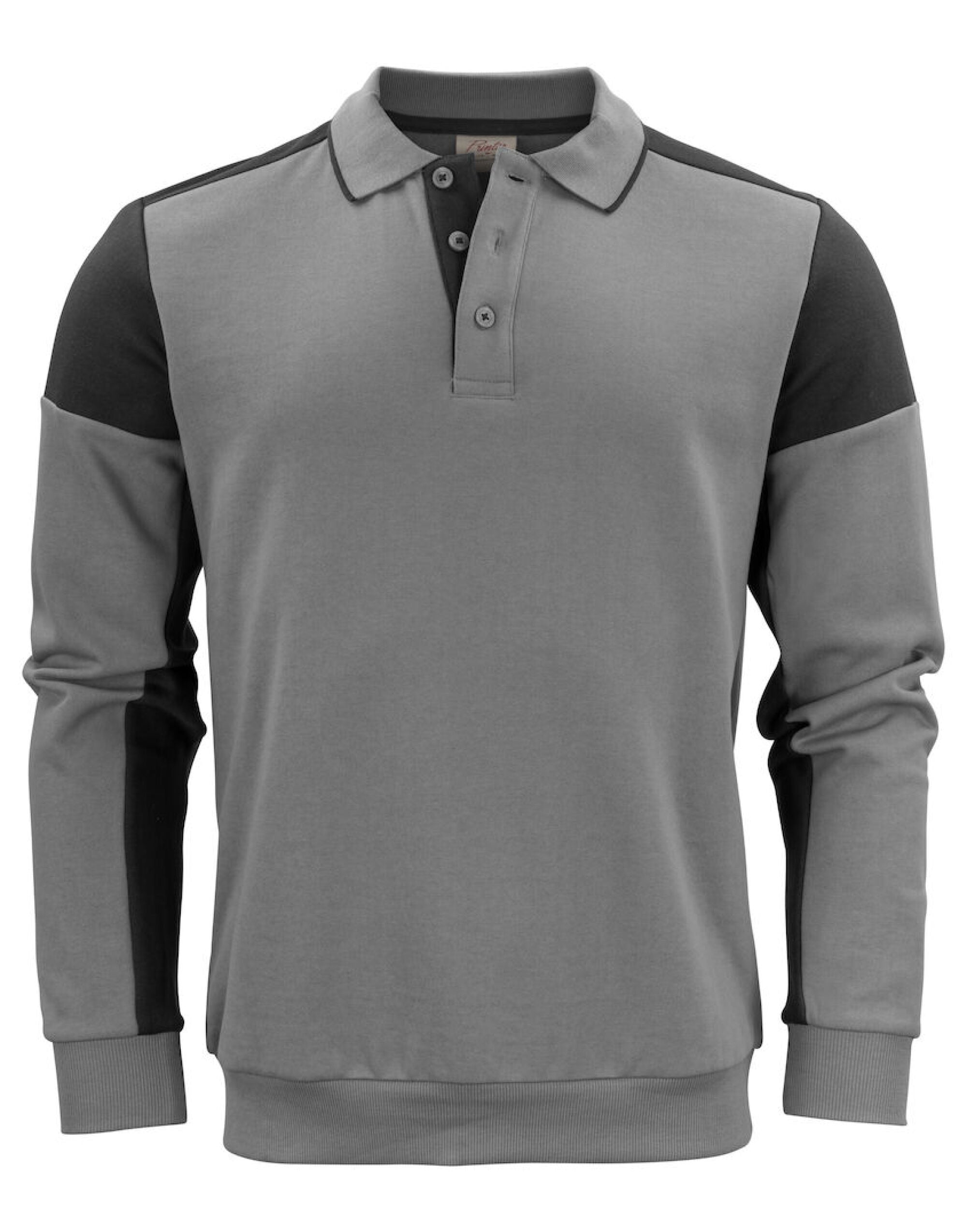 Two Tone Long Sleeve Polo Sweatshirt | ANTHRACITE/BLACK