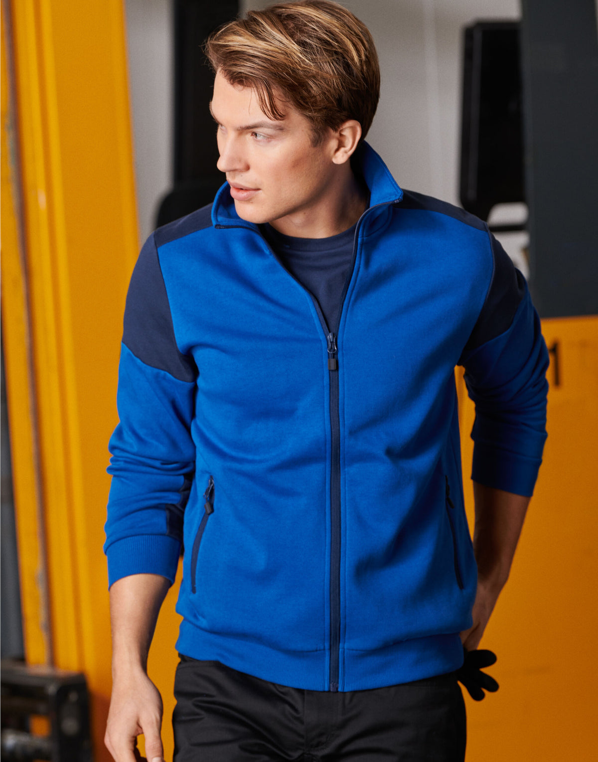 Two Tone Full Zip Sweatshirt | ANTHRACITE/BLACK