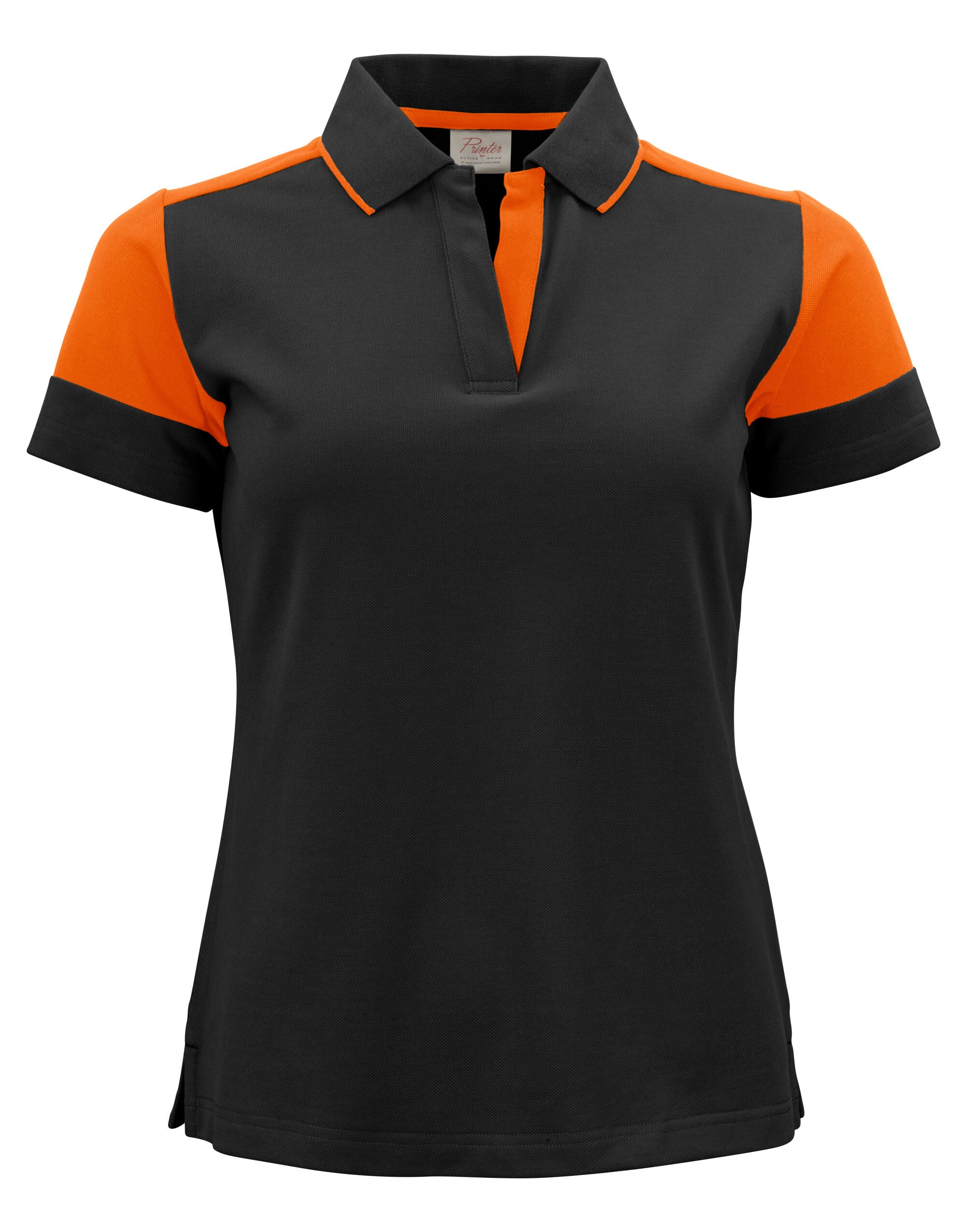 Two Tone Ladies Polo | BLACK/ORANGE