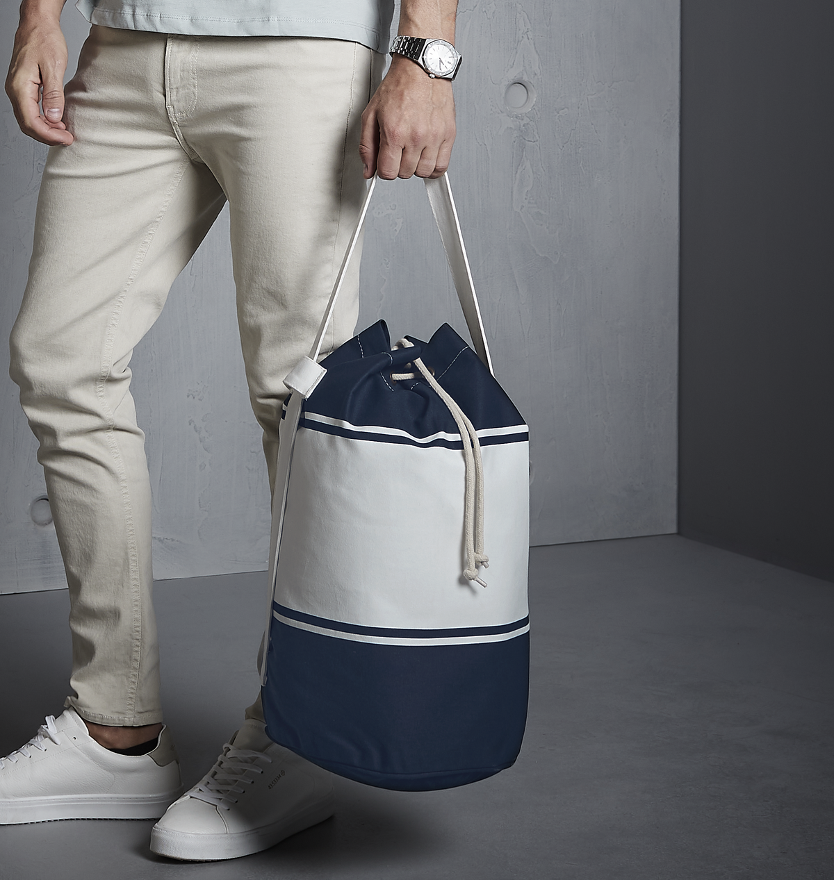 Canvas Duffle | NAVY/OFF WHITE