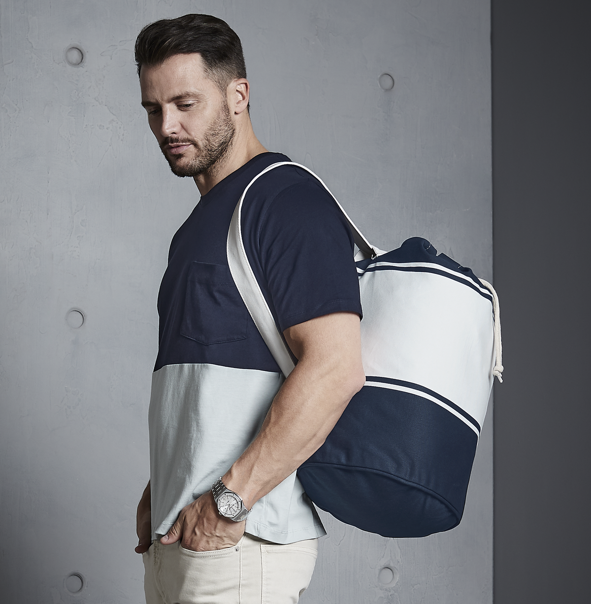 Canvas Duffle | NAVY/OFF WHITE