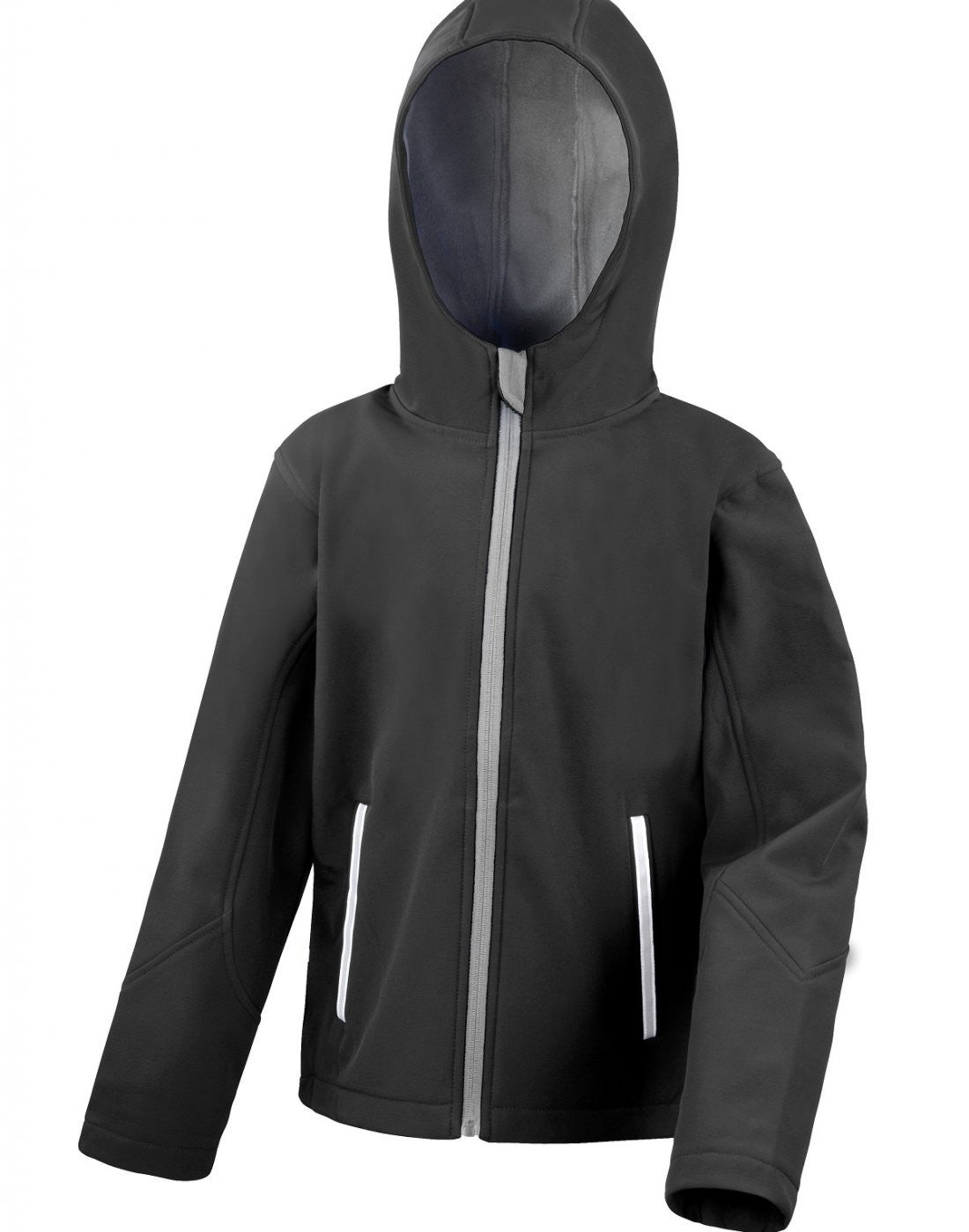 Core Junior TX Performance Hooded Softshell Jacket | BLACK/GREY