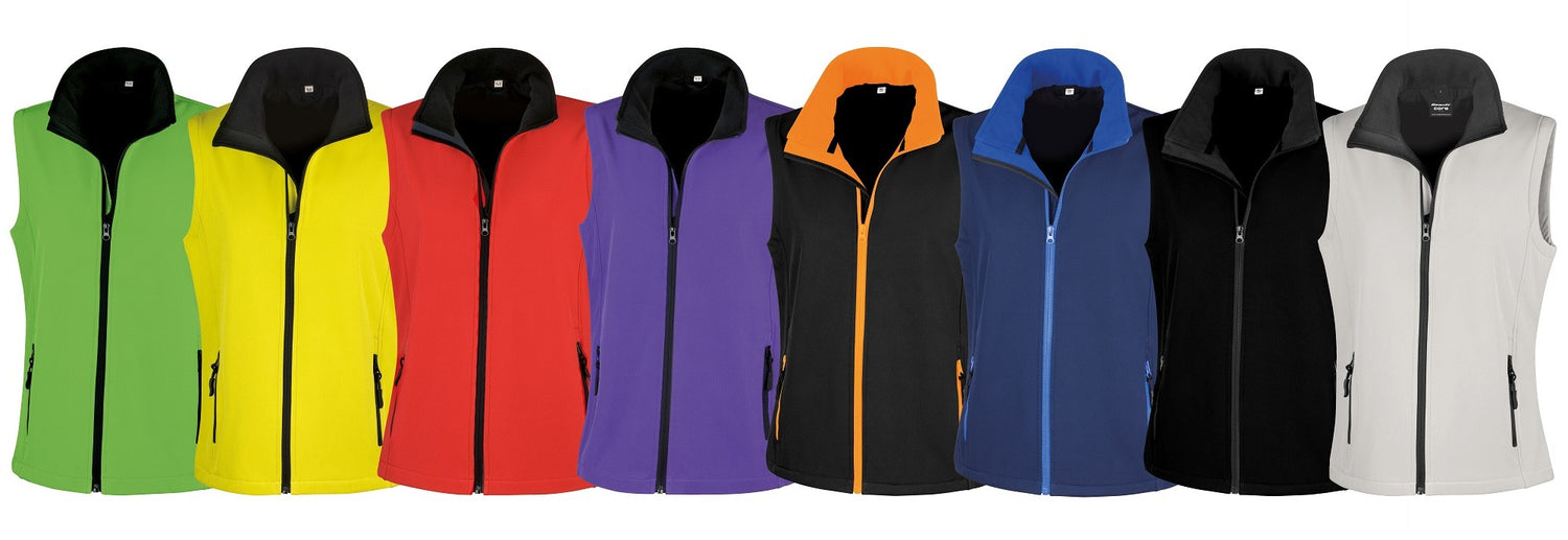 Women's Printable Softshell Bodywarmer | VIVID GREEN/BLACK