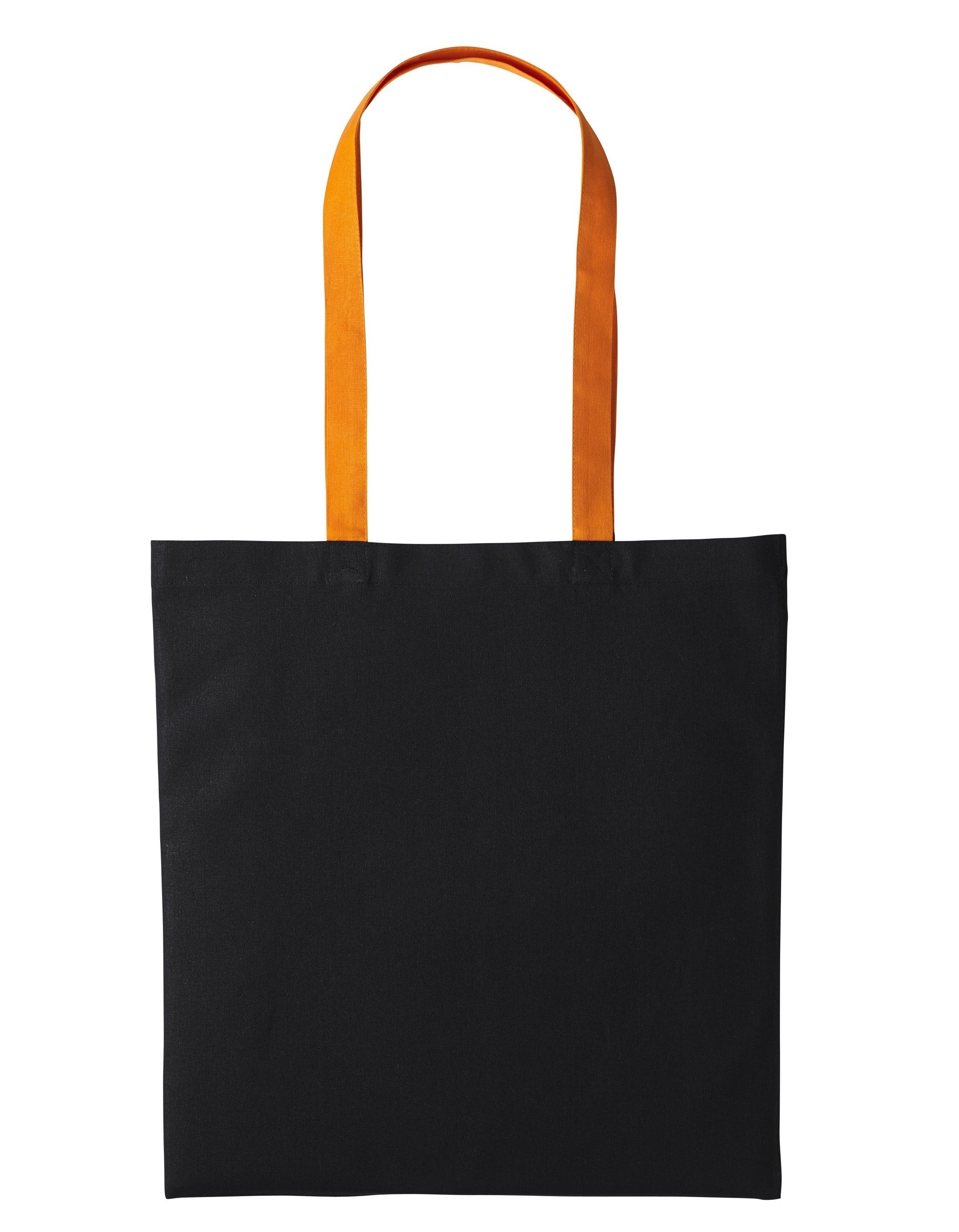 Varsity Cotton Tote Long Handle | BLACK/ORANGE