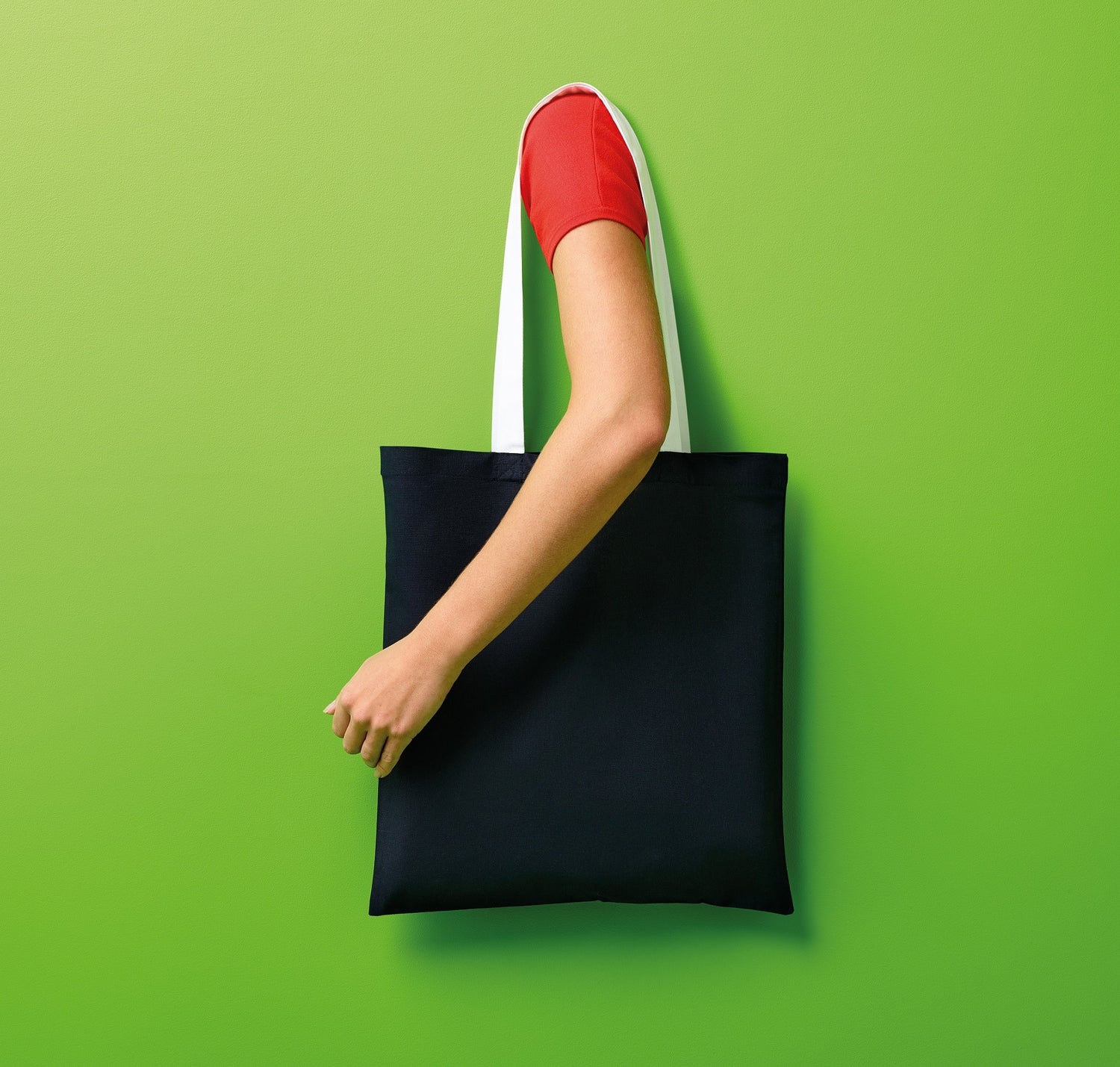 Varsity Cotton Tote Long Handle | BLACK/FIRE RED