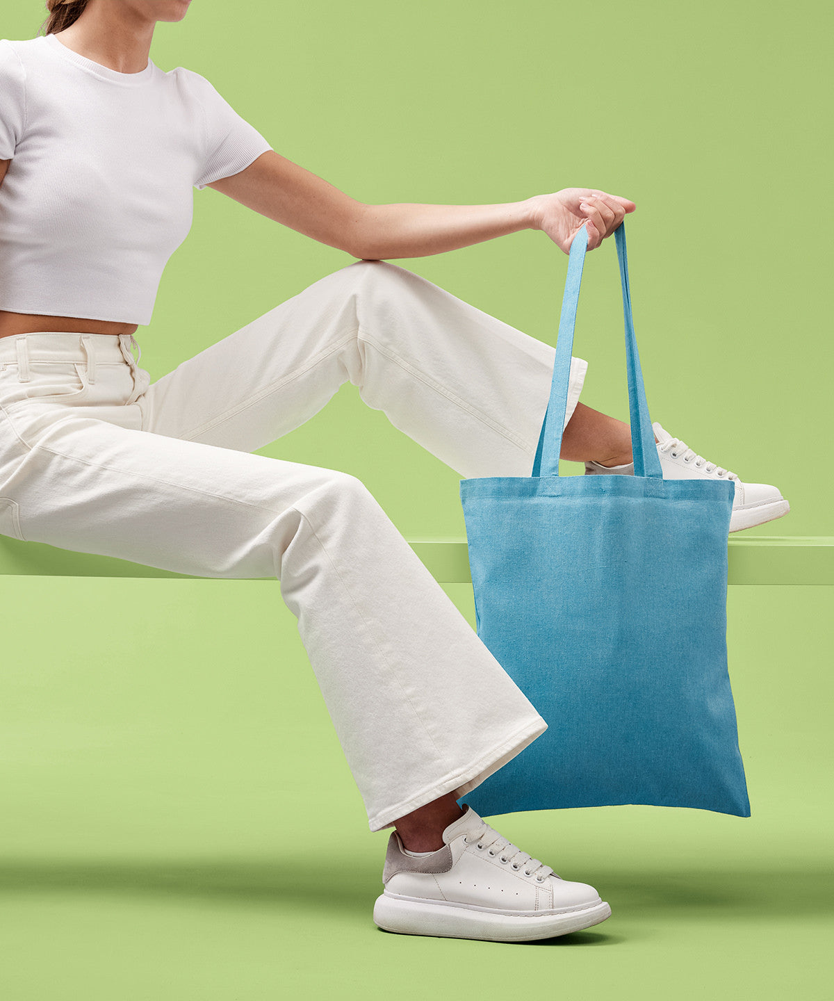 Recycled Cotton Shopper Long Handle | SKY BLUE MARL