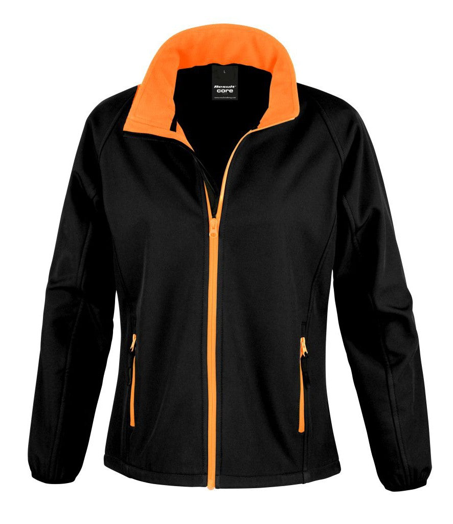 Ladies Printable Softshell | BLACK/ORANGE