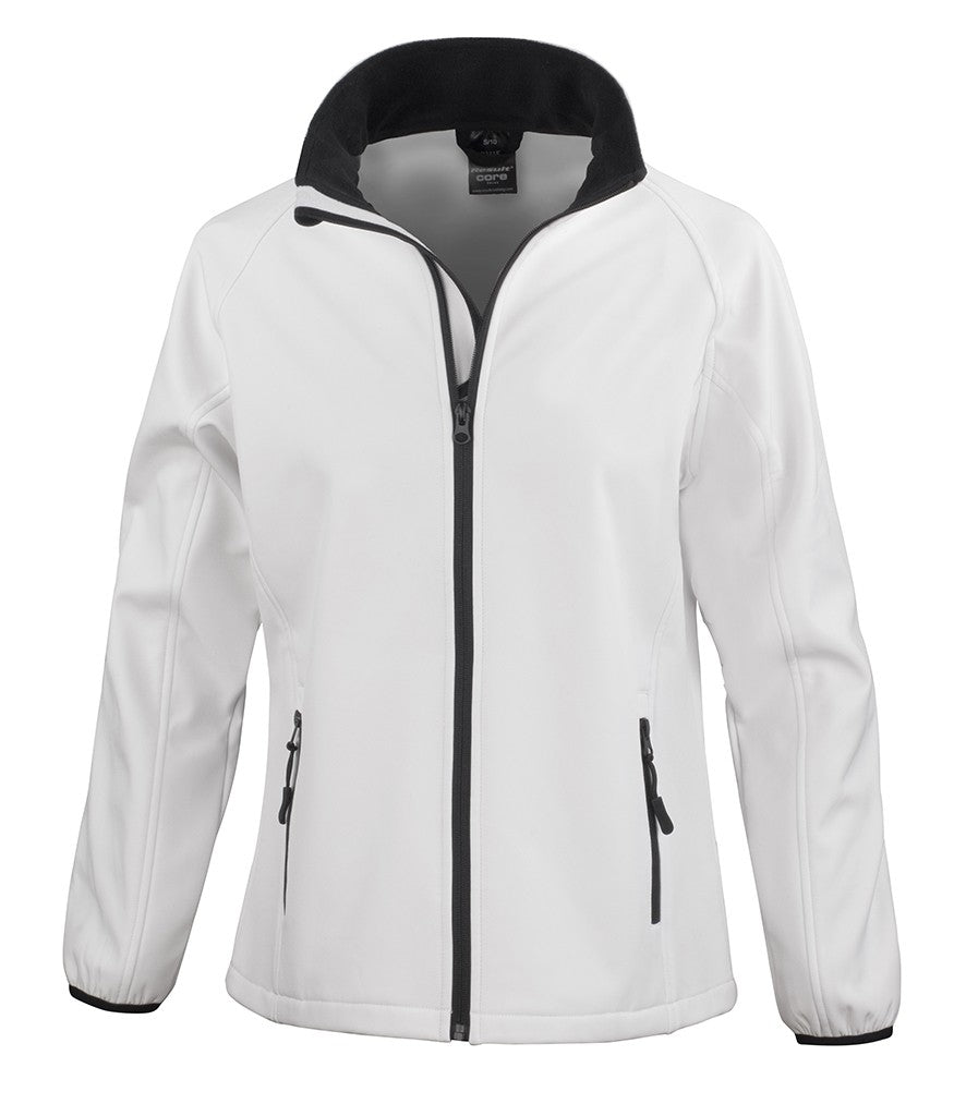 Ladies Printable Softshell | WHITE/BLACK