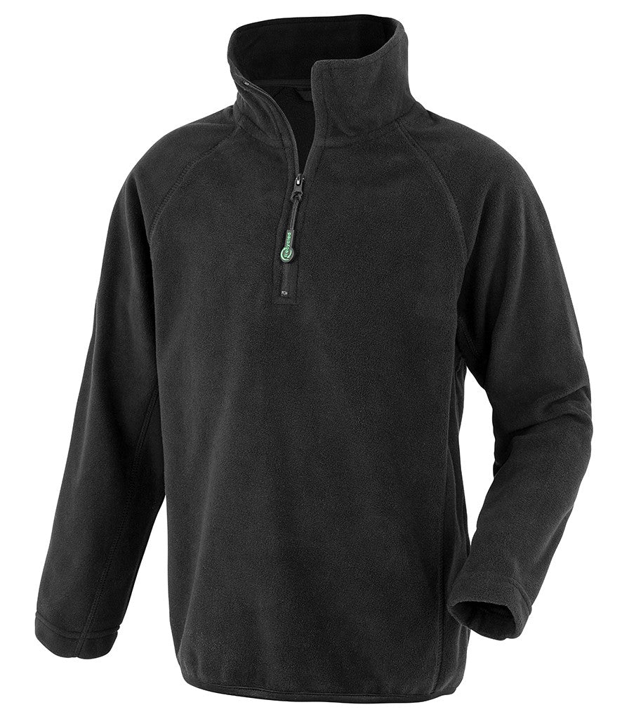 Genuine Recycled Kids Zip Neck Microfleece | BLACK