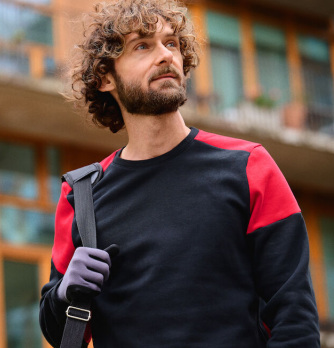 Two Tone Crewneck Sweatshirt | BLACK/ORANGE