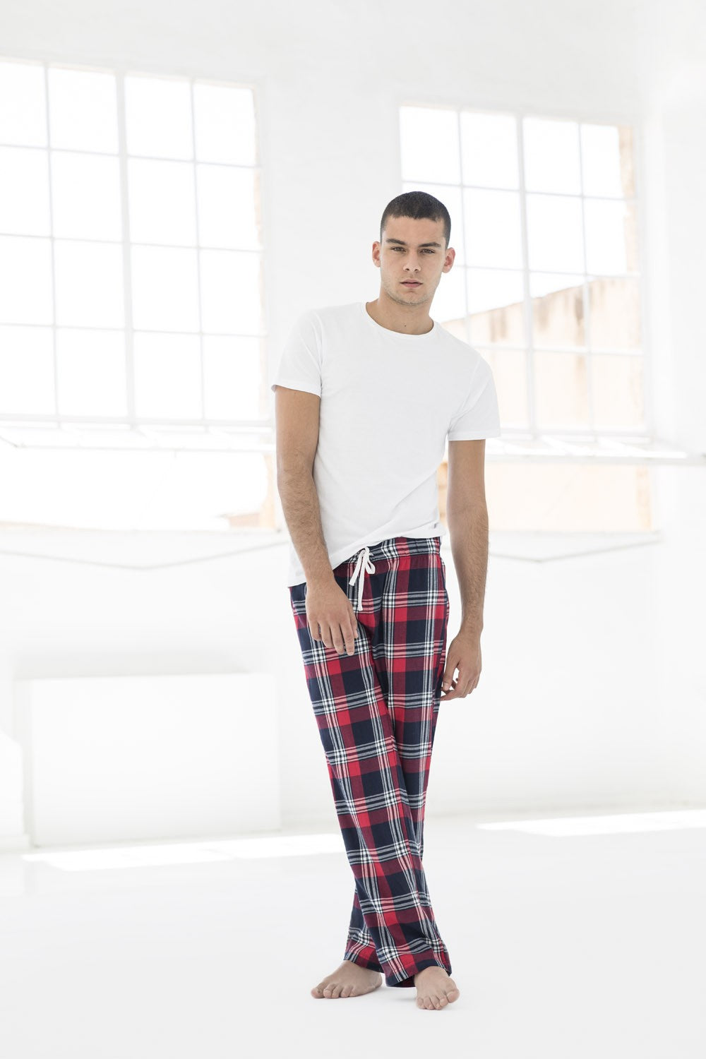 Mens Tartan Lounge Pants | RED/NAVY